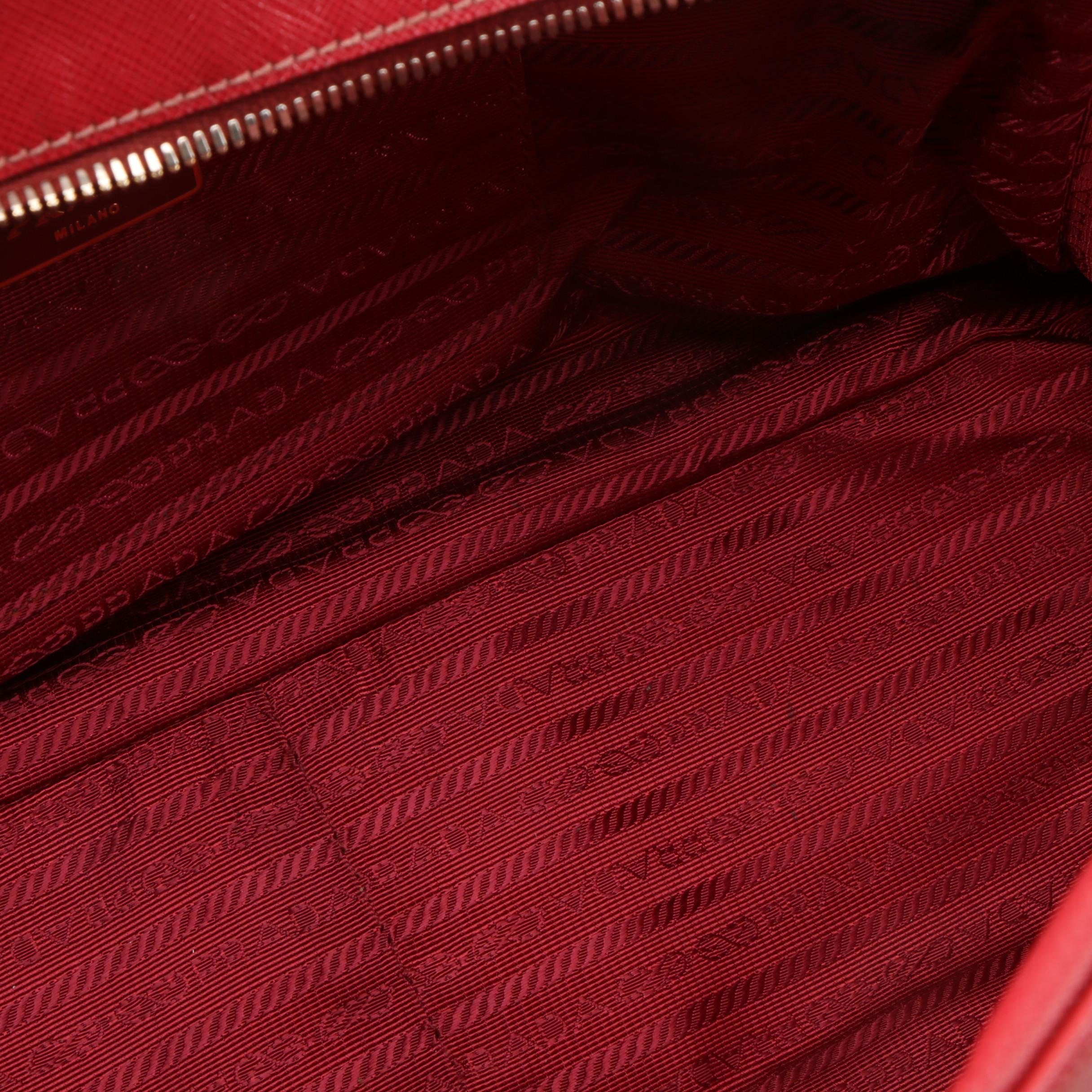 Prada Red Saffiano Leather Satchel