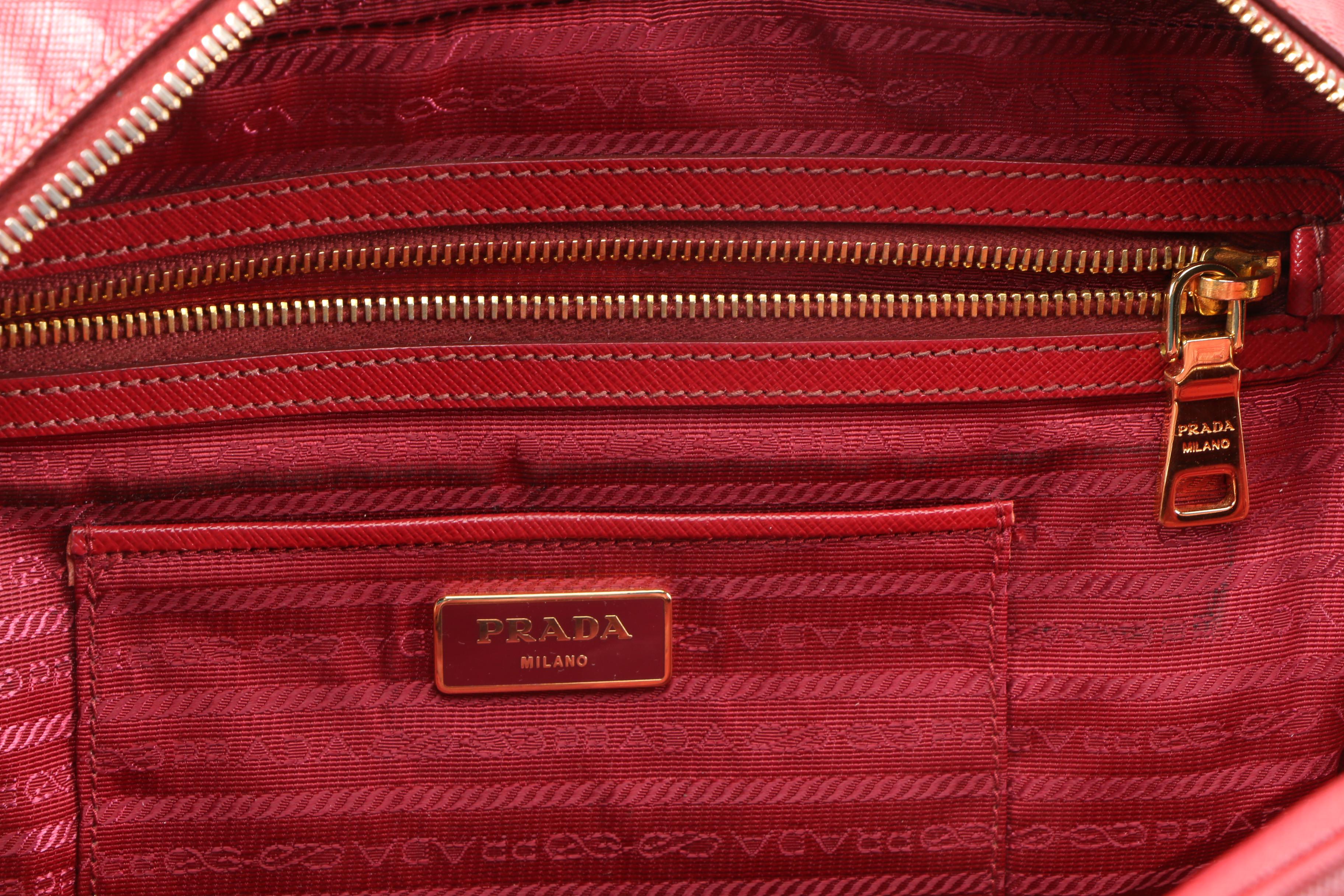 Prada Red Saffiano Leather Satchel