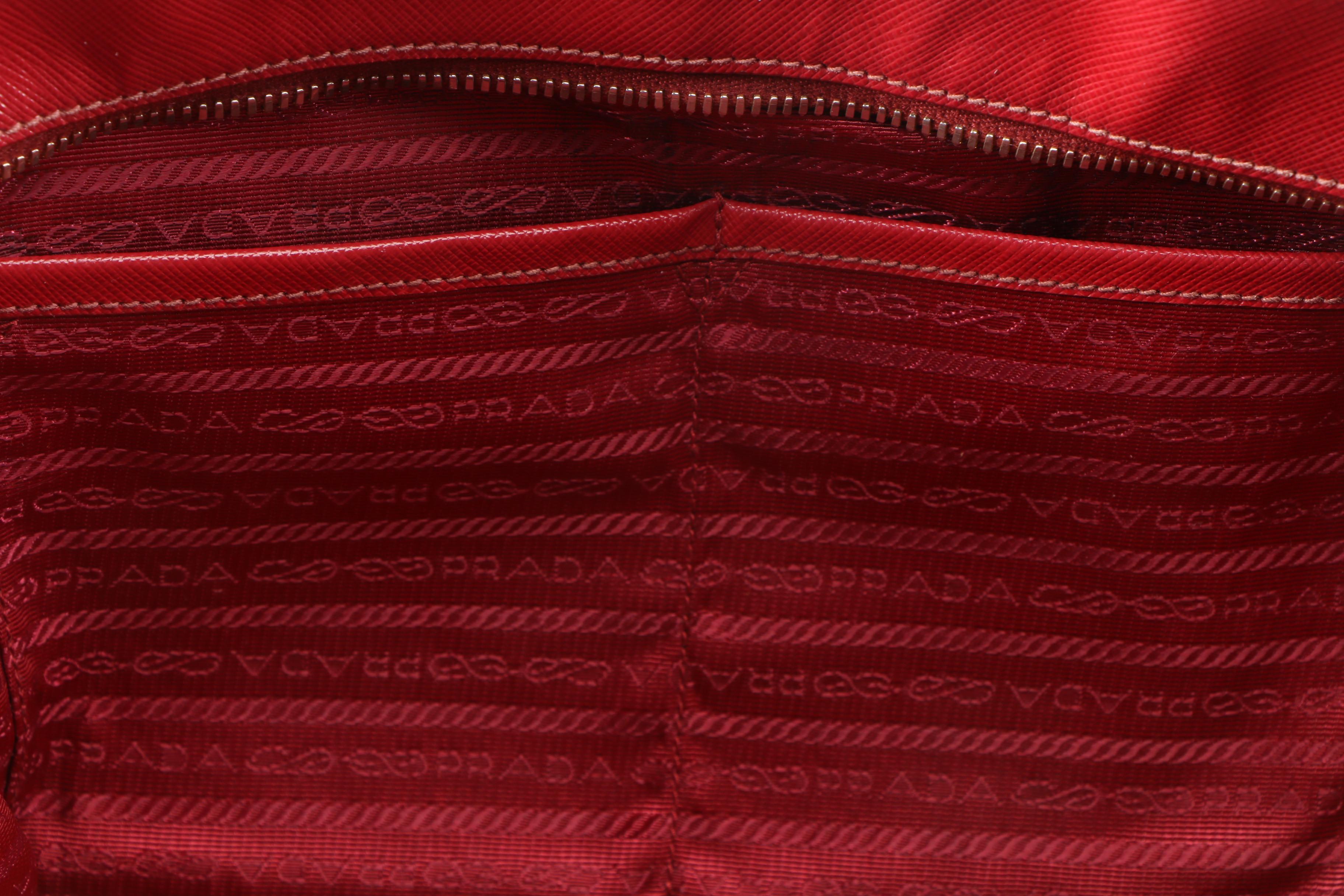 Prada Red Saffiano Leather Satchel