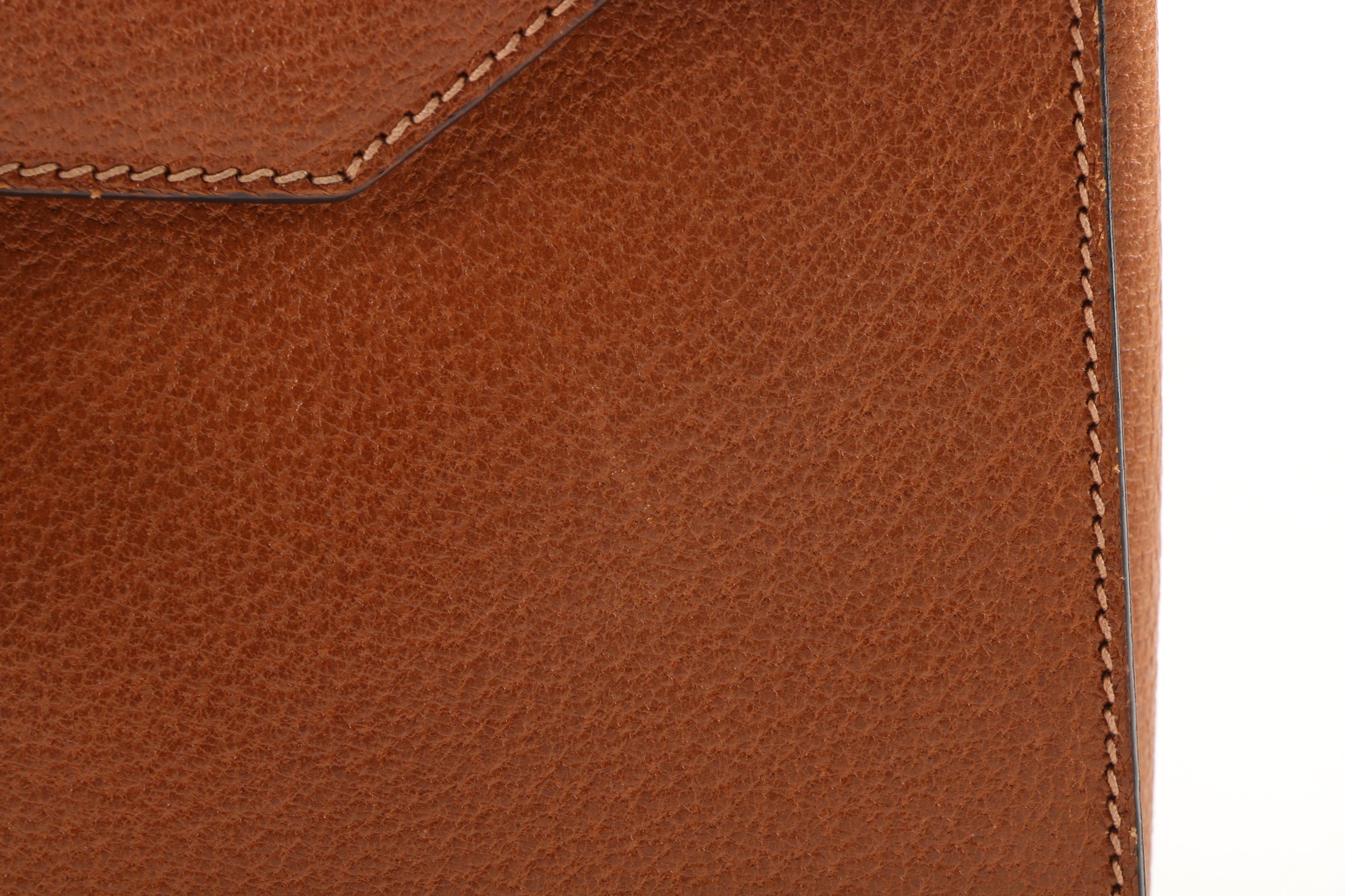 Gucci Kelly Cognac Leather Top Handle Bag with Shoulder Strap