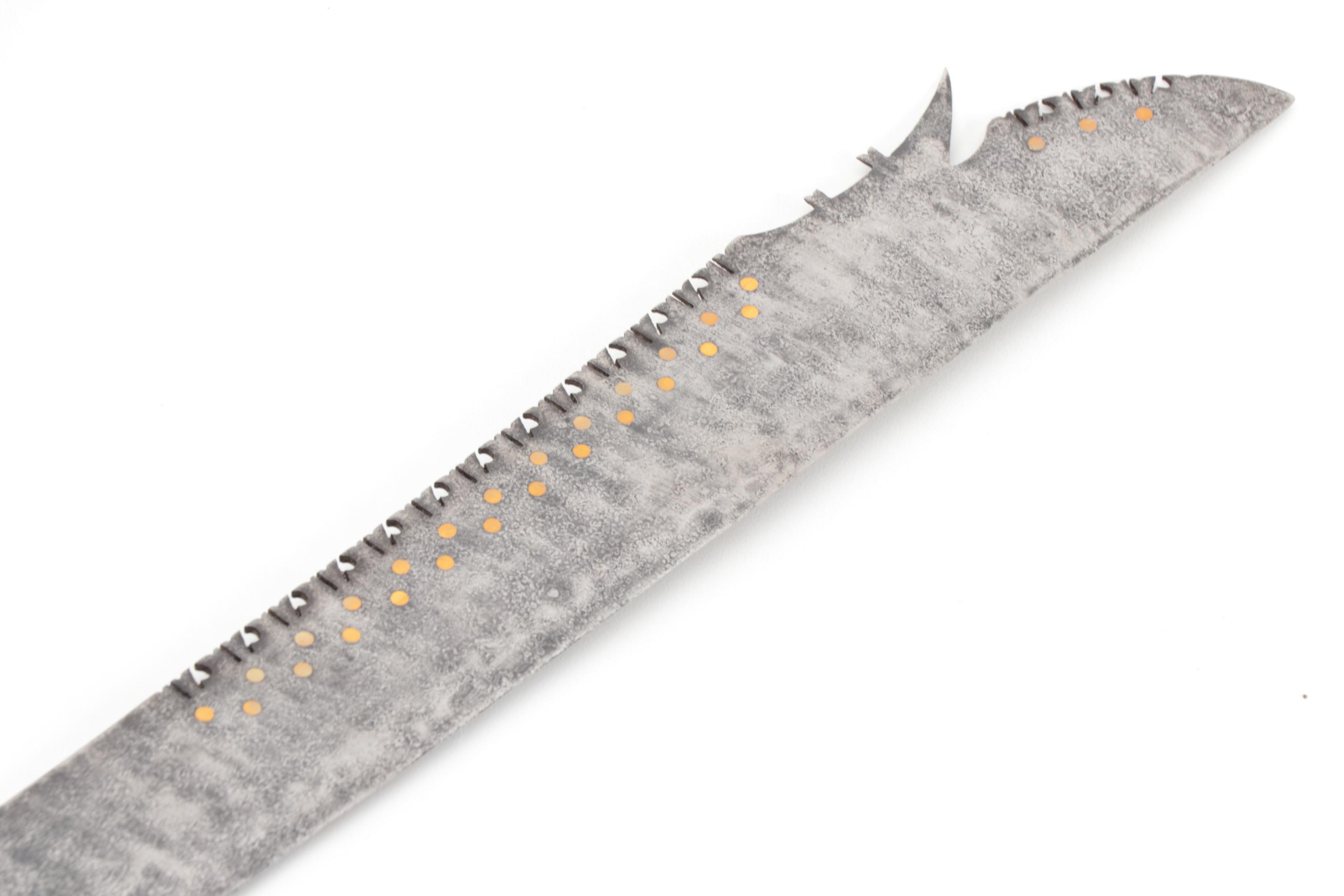 Philippine Moro 'Kampilan' Long Sword with Carved Wood Scabbard