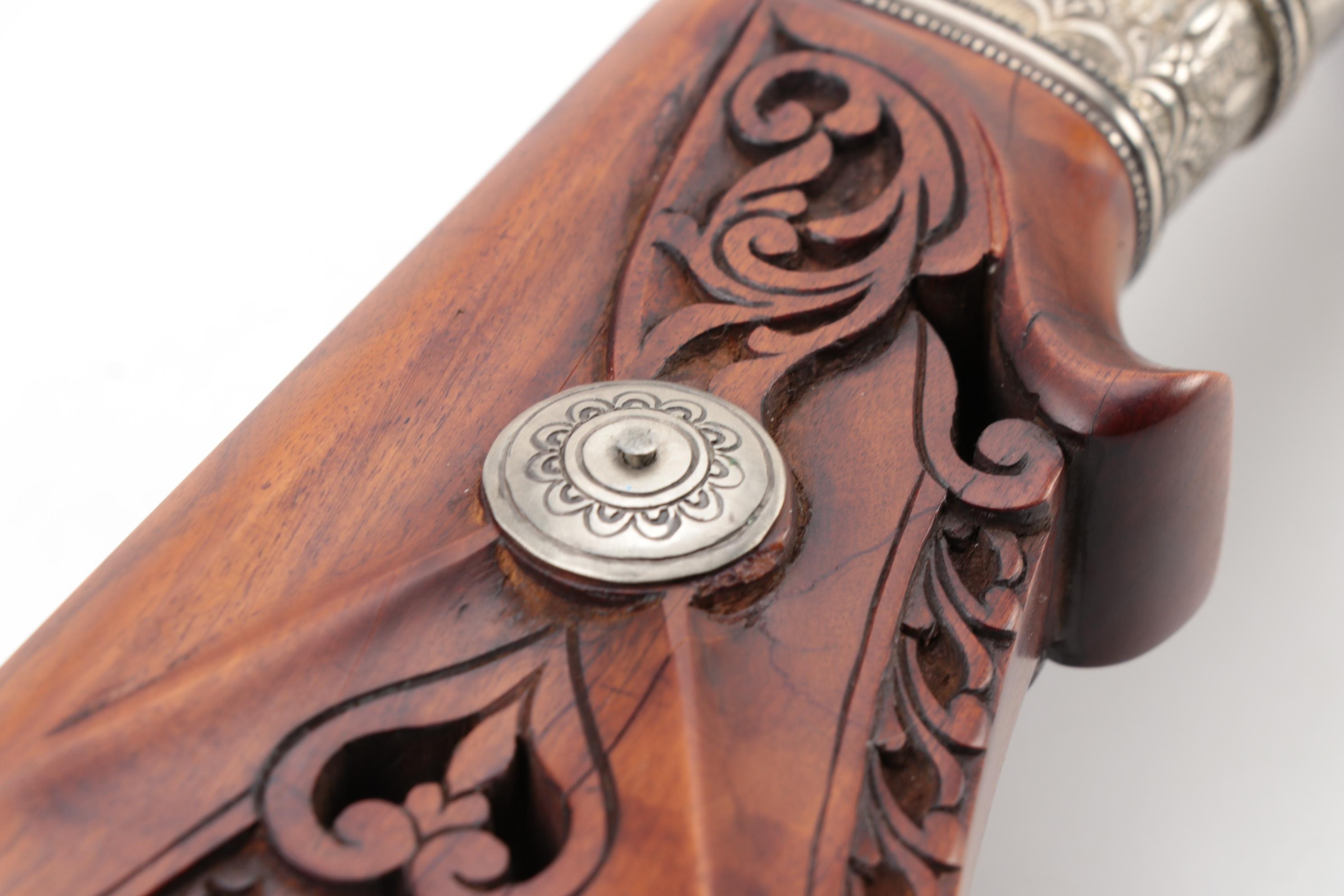 Philippine Moro 'Kampilan' Long Sword with Carved Wood Scabbard