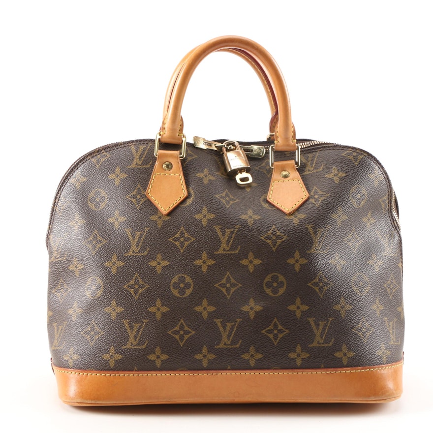 Louis Vuitton Alma Handbag in Monogram Canvas and Vachetta Leather