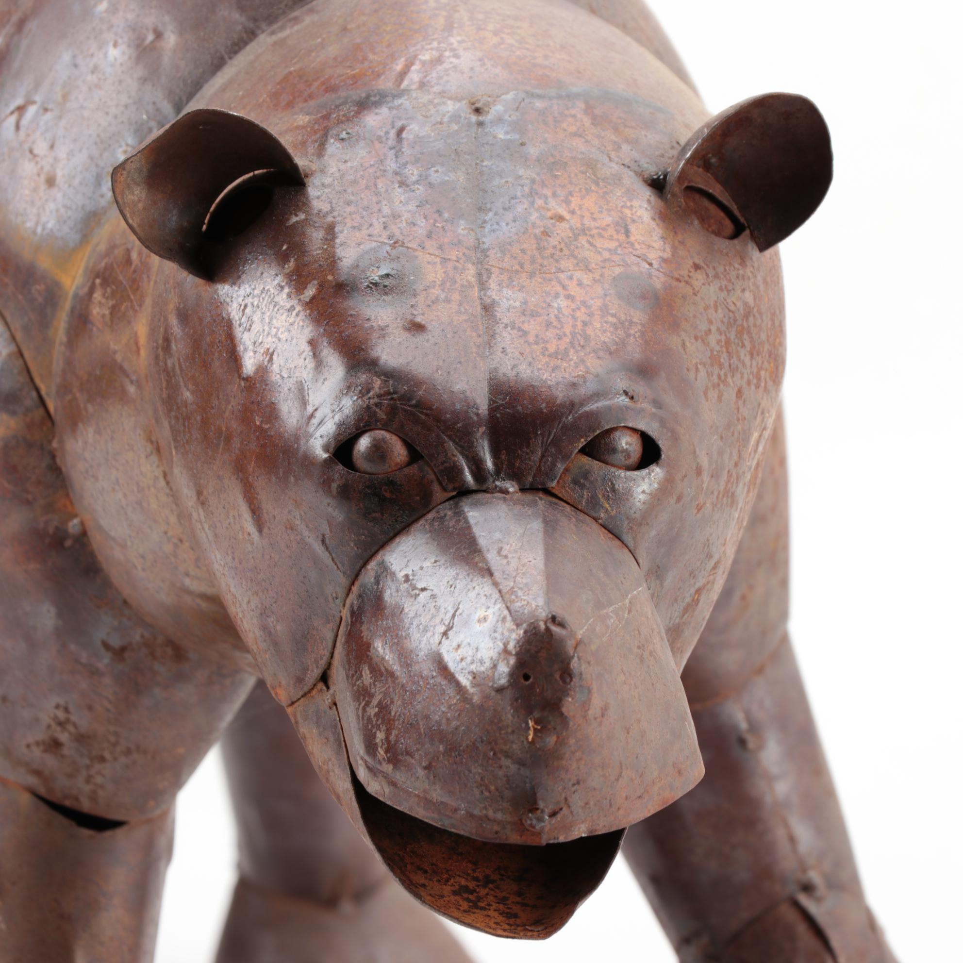 Mexican Folk Art Scrap Metal Bear Sculpture