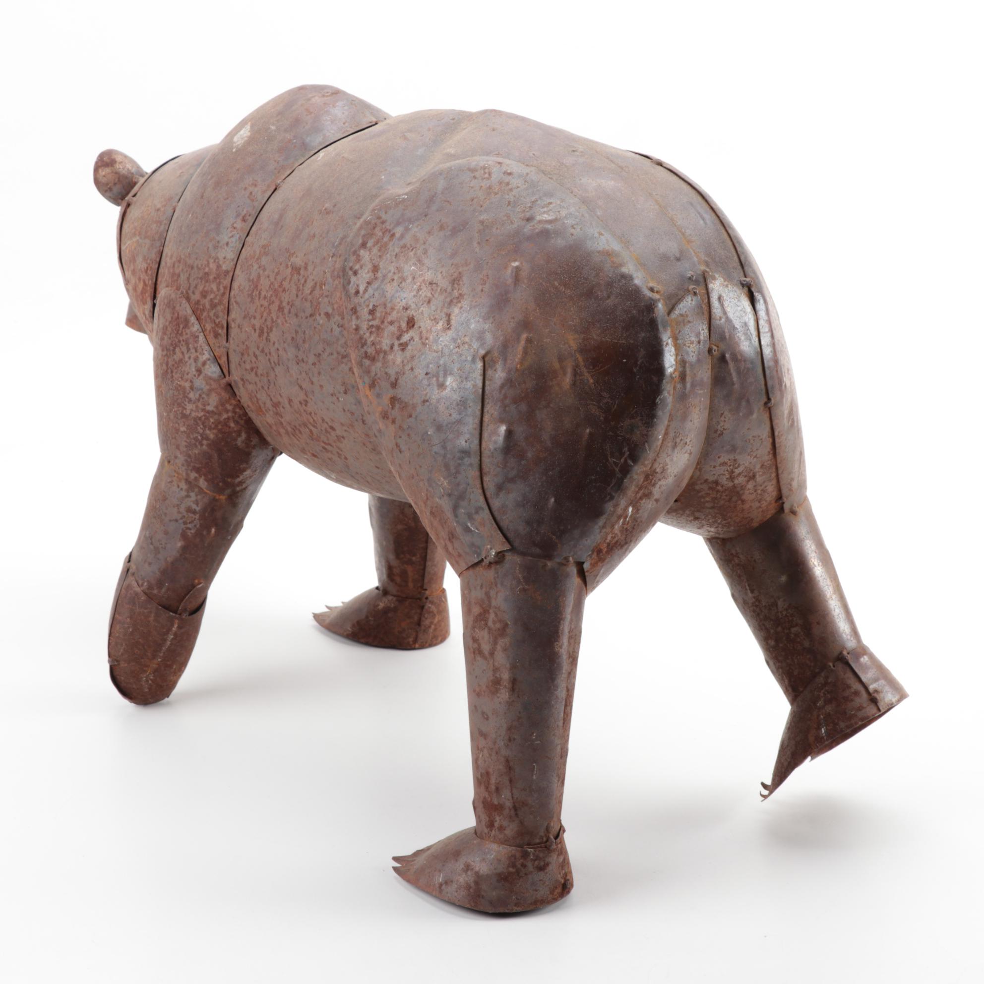 Mexican Folk Art Scrap Metal Bear Sculpture