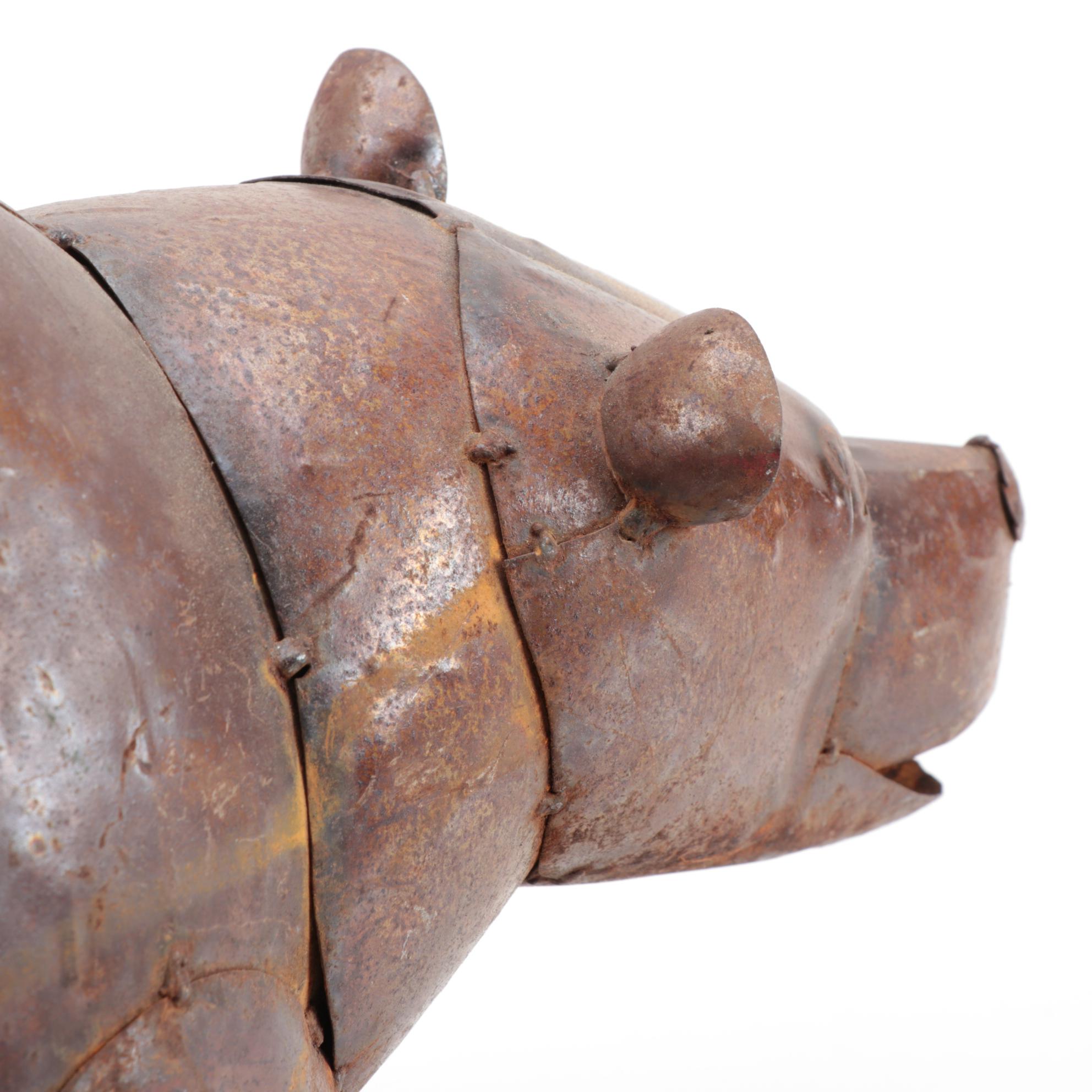 Mexican Folk Art Scrap Metal Bear Sculpture