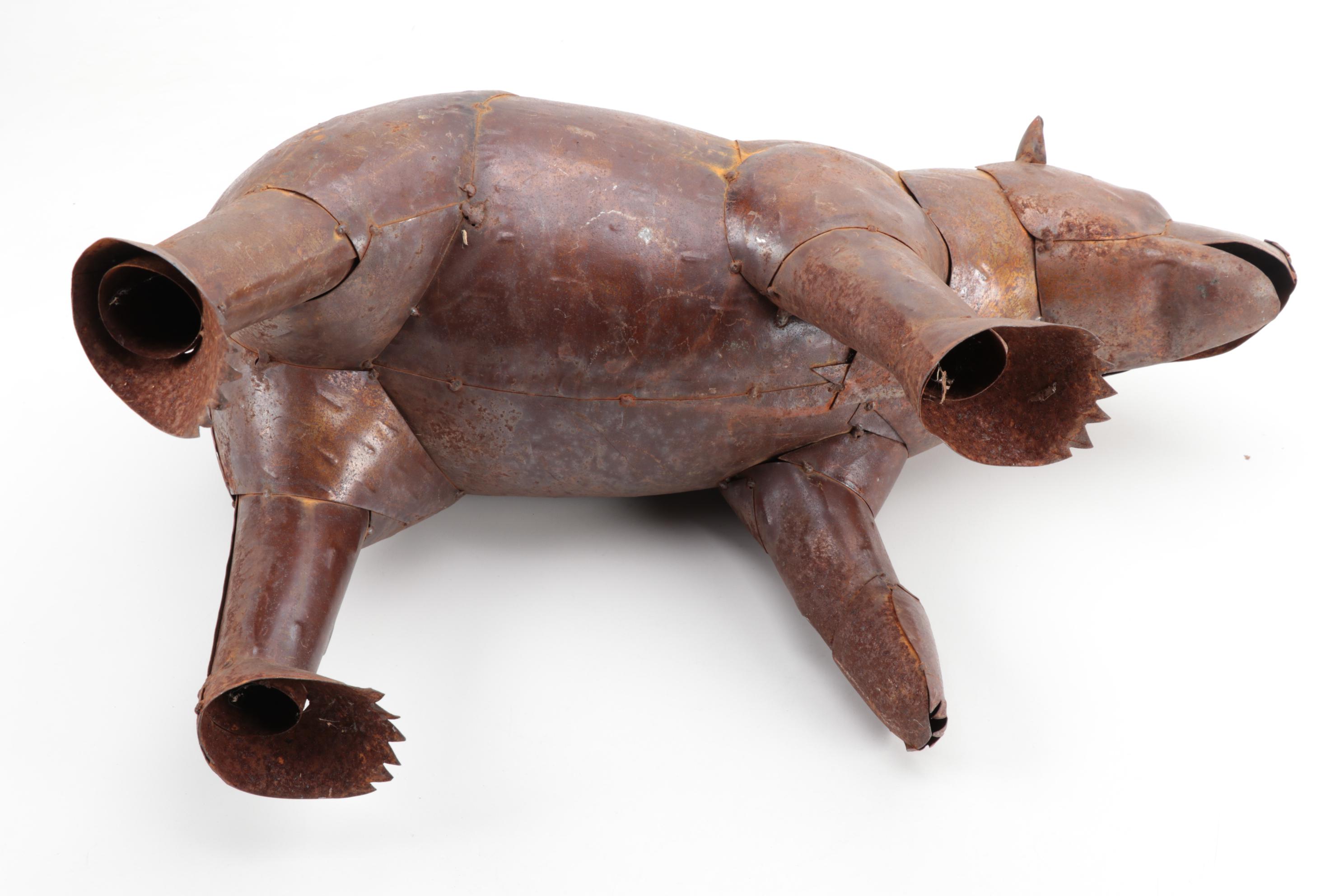 Mexican Folk Art Scrap Metal Bear Sculpture