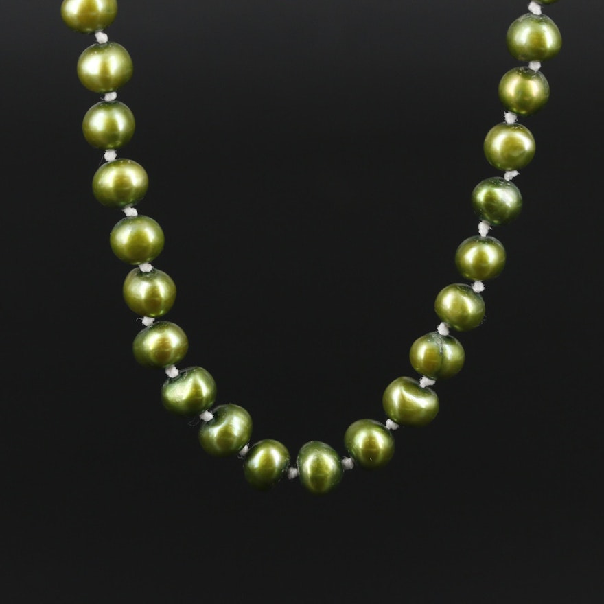 10K Yellow Gold Cultured Pearl Beaded Necklace