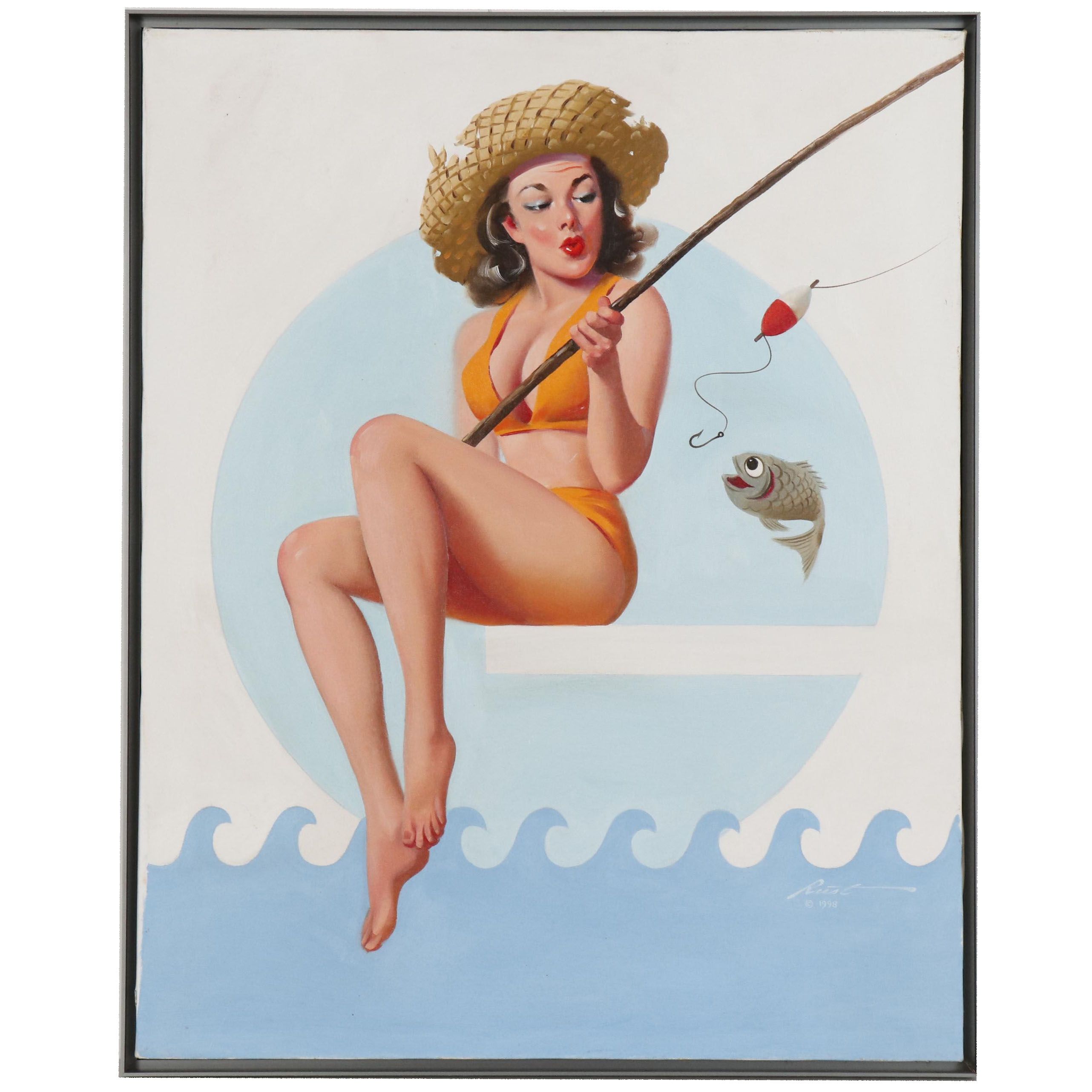 Donald Rust Pin Up Oil Painting, 1998