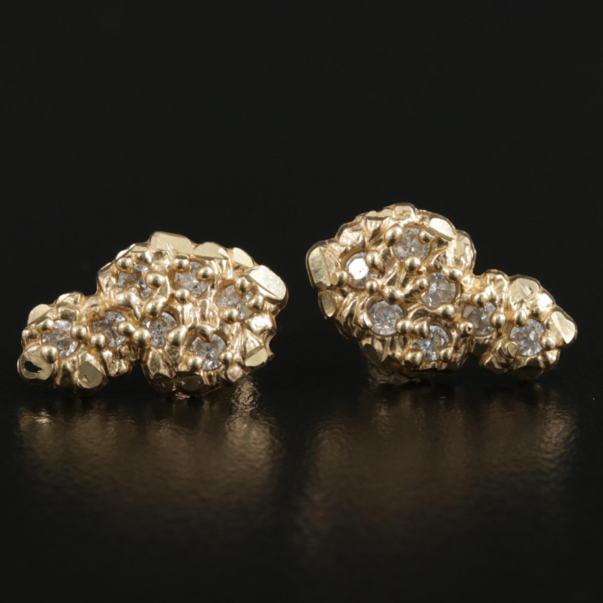 10K Yellow Gold Cubic Zirconia Nugget Drop Earrings