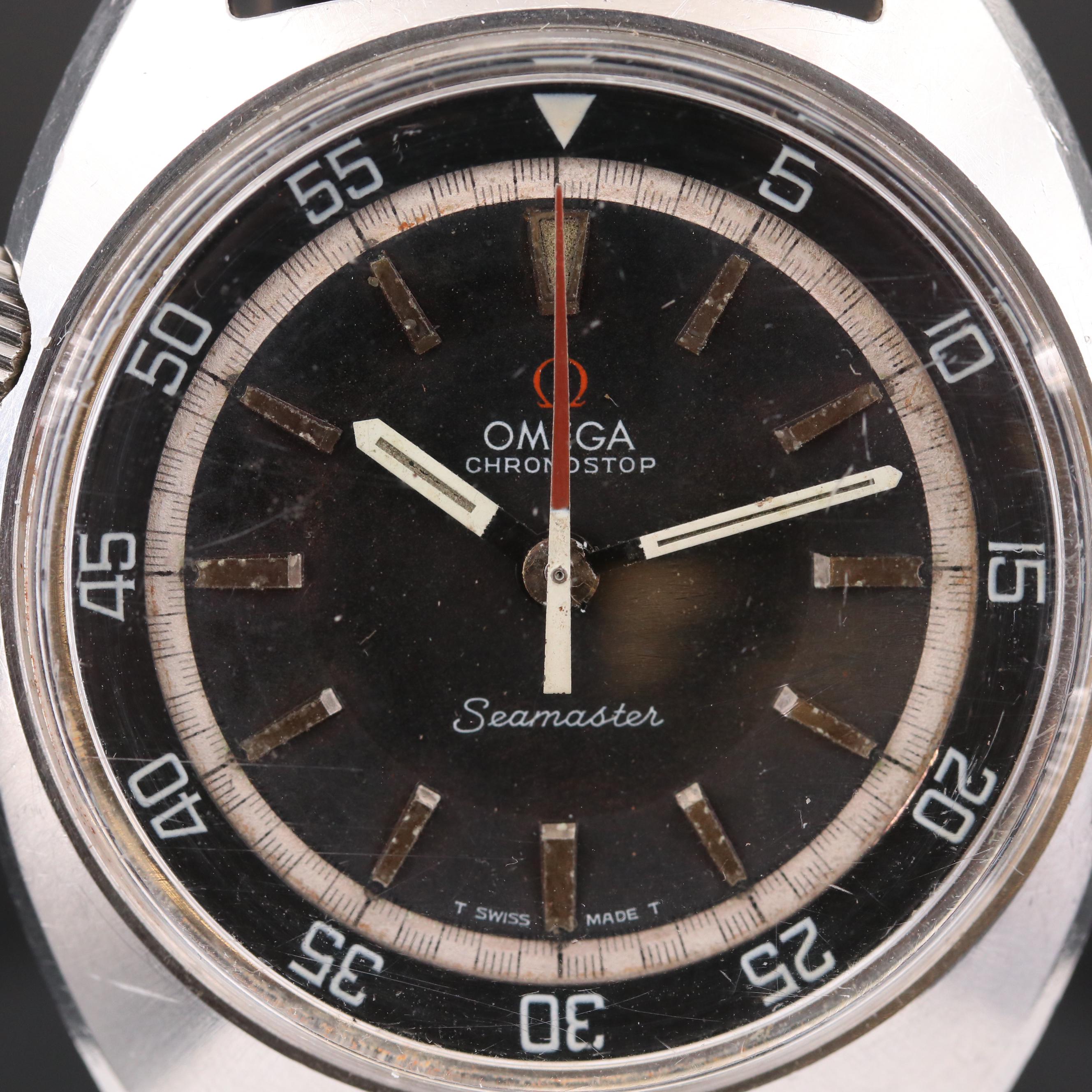 Vintage Omega Seamaster Chronostop Stainless Steel Stem Wind Watch, 1968