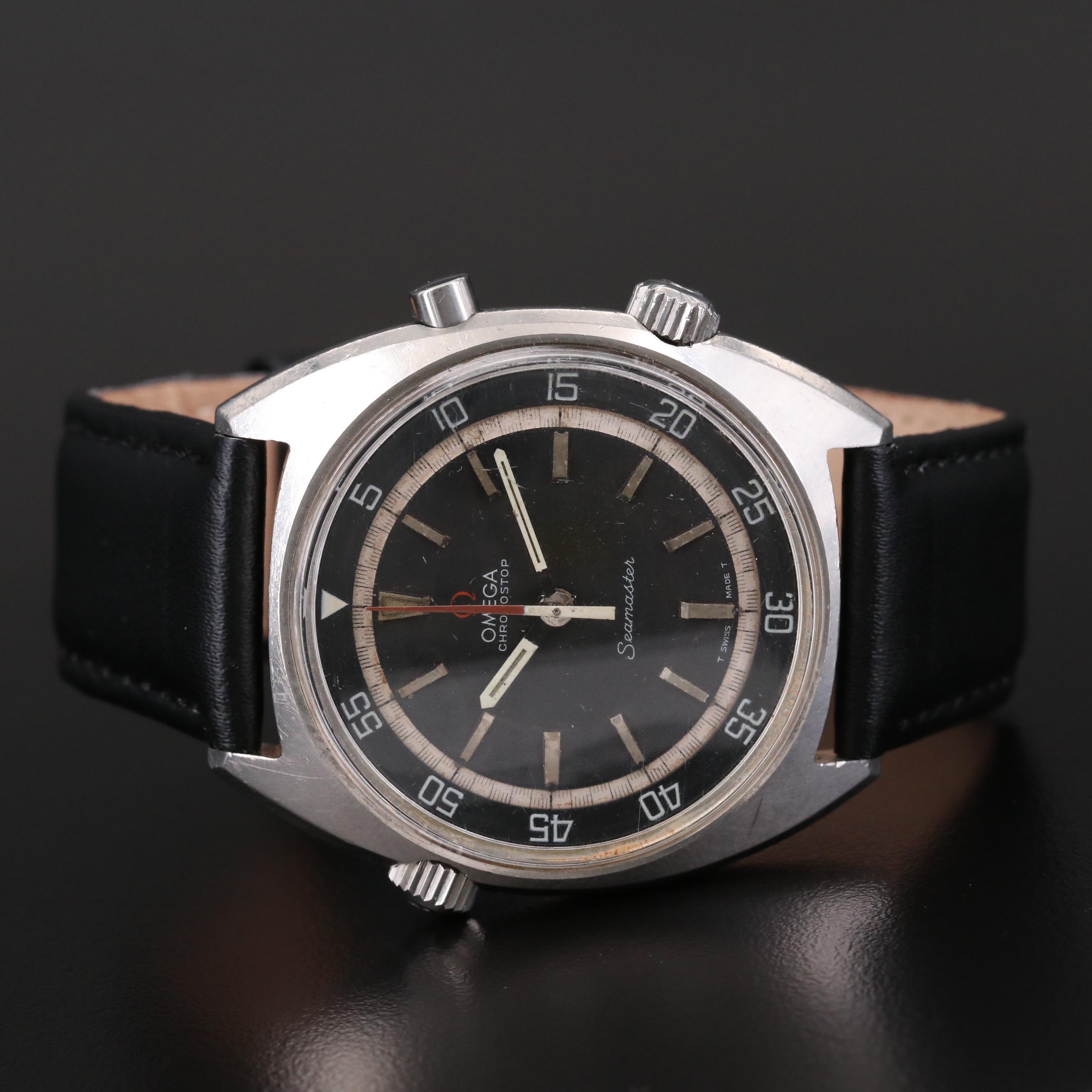 Vintage Omega Seamaster Chronostop Stainless Steel Stem Wind Watch, 1968