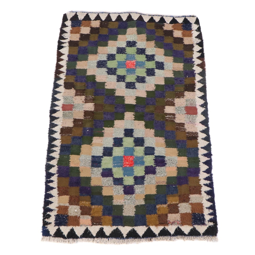 4'3 x 6'11 Handwoven Persian Kilim Geometric Wool Rug