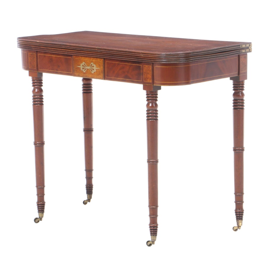 Regency Brass Inlaid Mahogany Cardtable, Early 19th Century