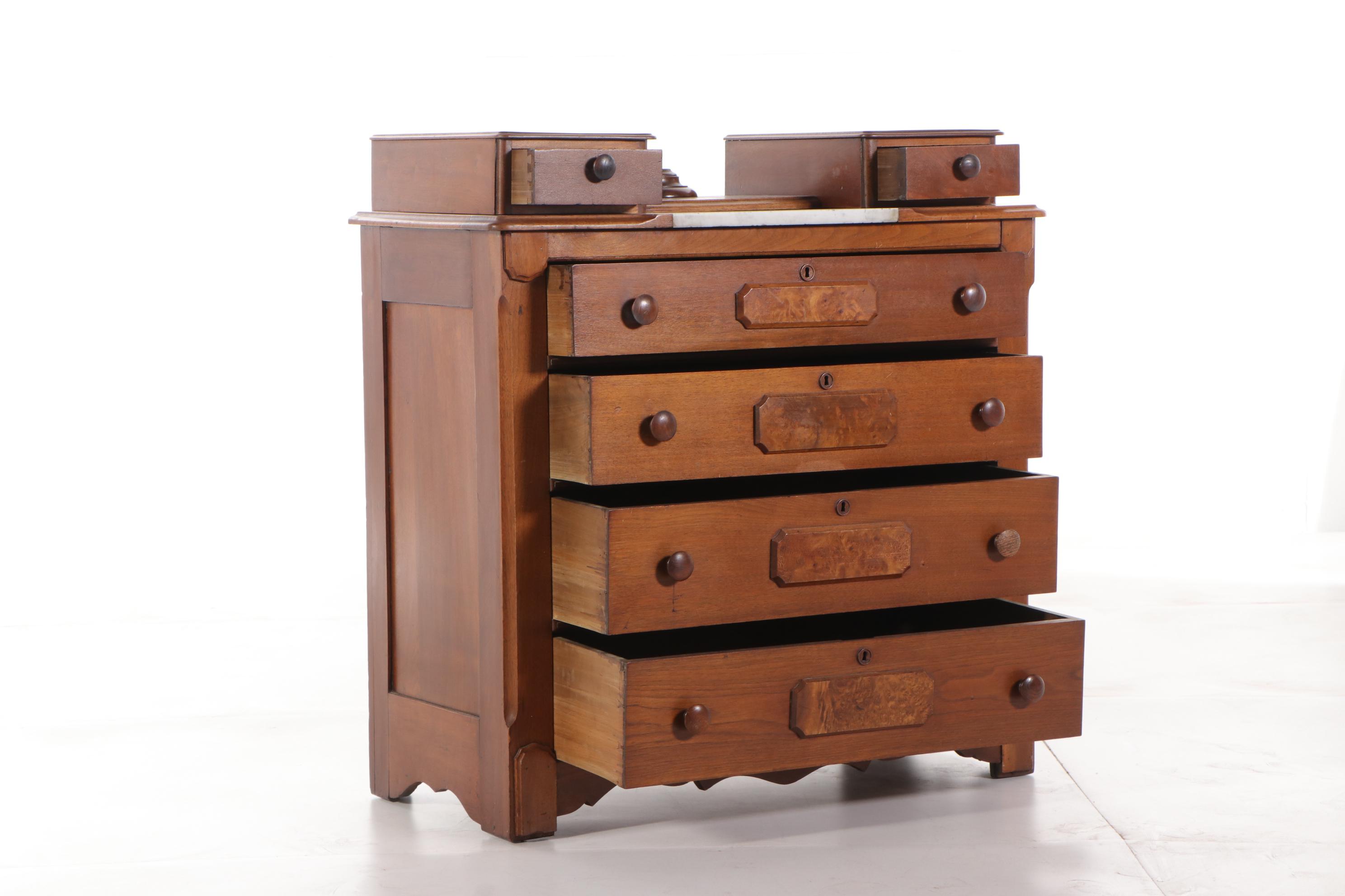 Victorian Eastlake Walnut Dresser, Late 19th Century