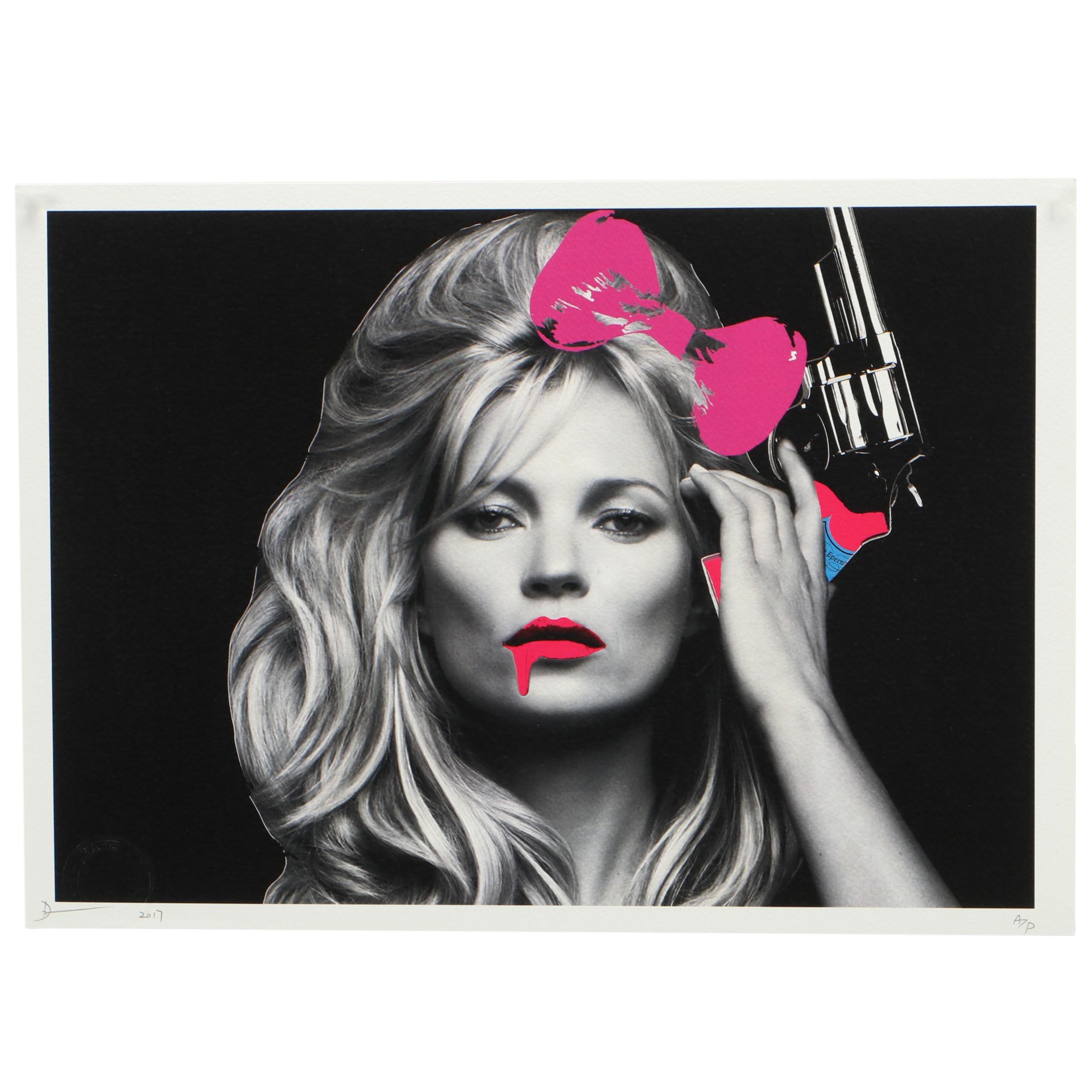 Death NYC Pop Art Offset Print of Kate Moss with Gun