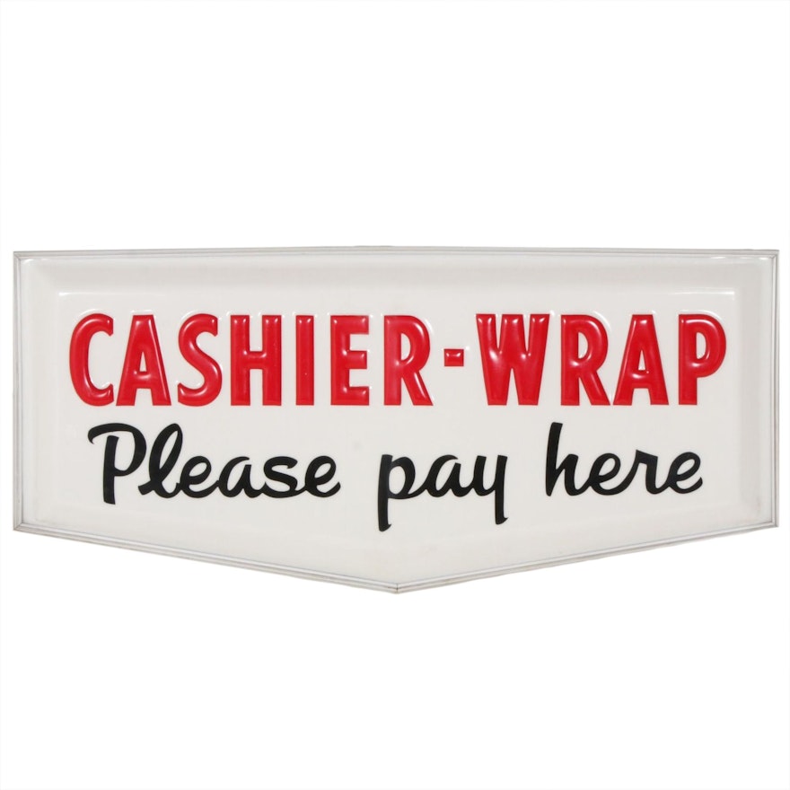 Woolworth "Cashier-Wrap, Please Pay Here" Sign, Vintage