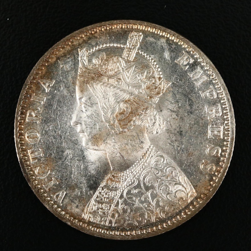 1901-B India One Rupee Silver Coin