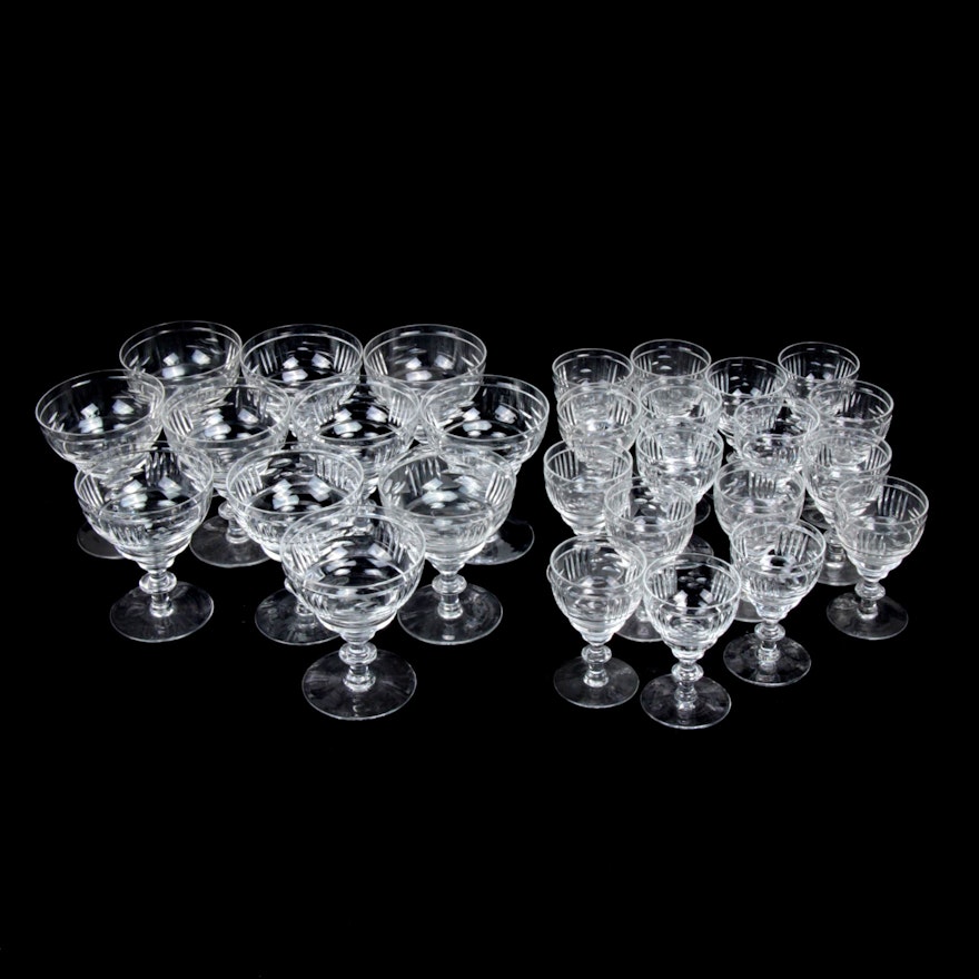 Webb Corbett Cut Crystal Coupes and Cordials, Early to Mid 20th Century