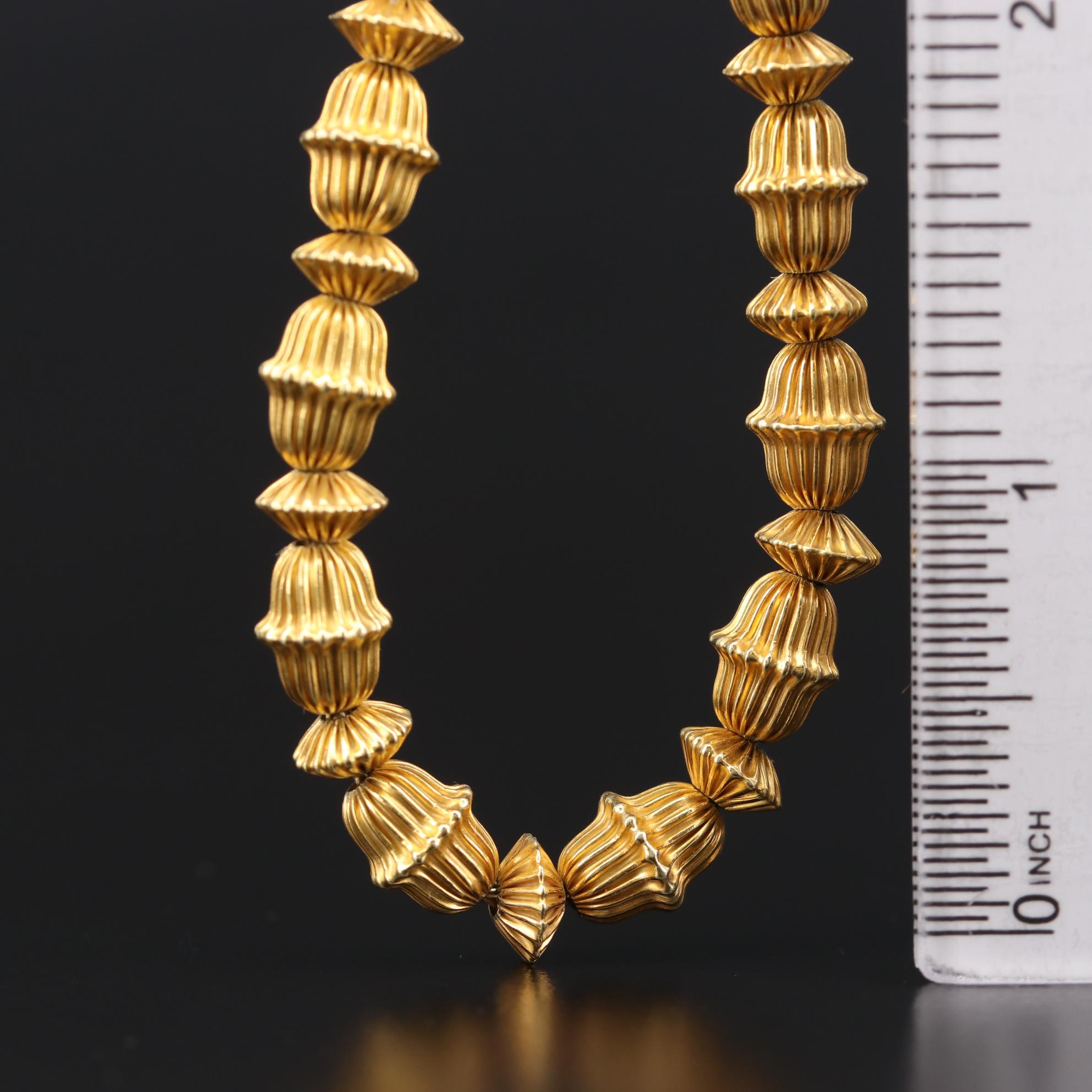18K Yellow Gold Fluted Bead Necklace