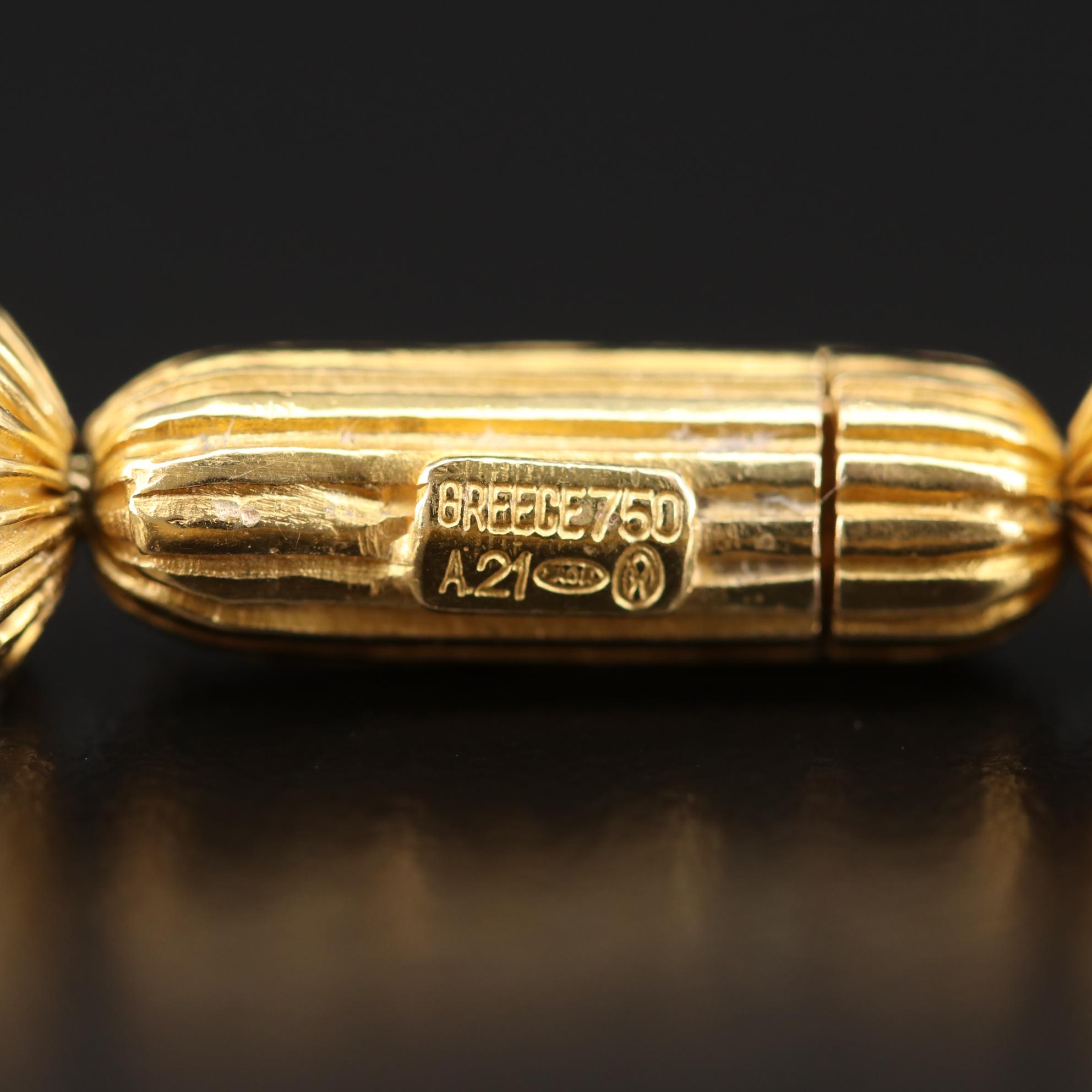 18K Yellow Gold Fluted Bead Necklace