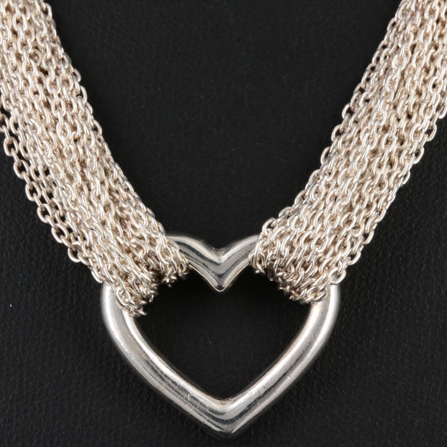 Sterling Silver Heart Multi-Chain Necklace
