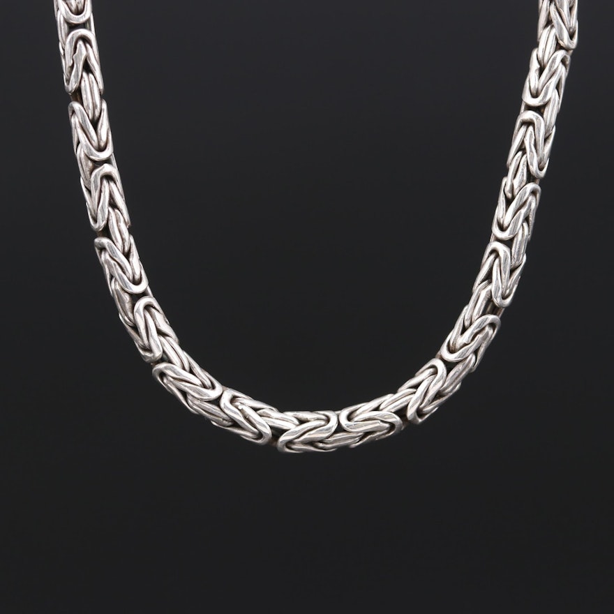 Sterling Silver Byzantine Link Necklace