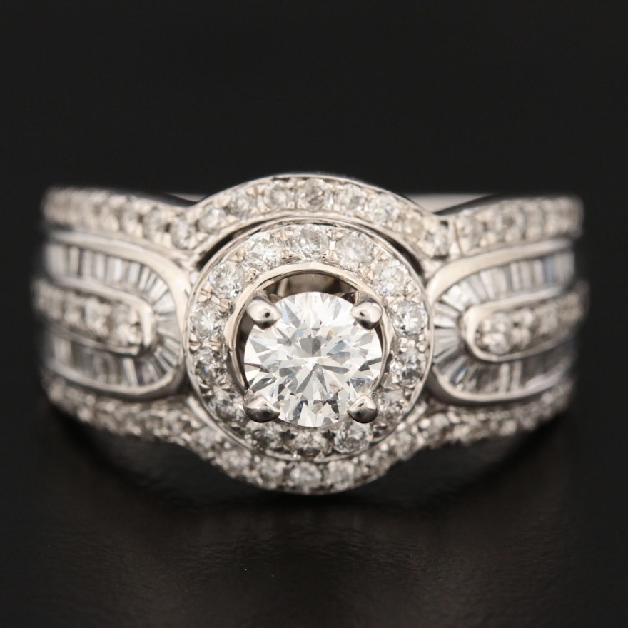 14K White Gold 1.52 CTW Diamond Ring