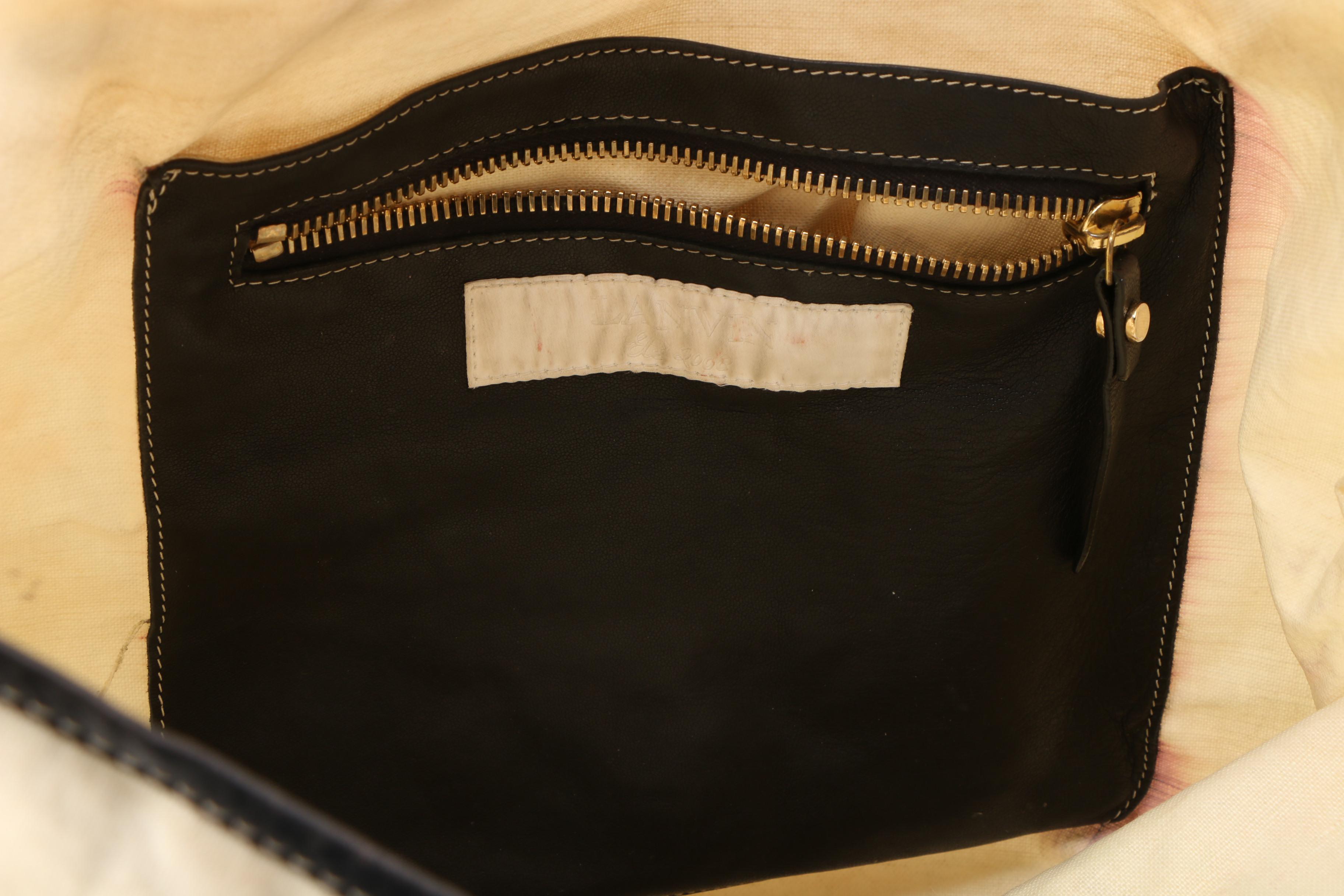 Lanvin Paris Alber Elbaz Drawstring Shopper Tote in Waxed Canvas and Leather