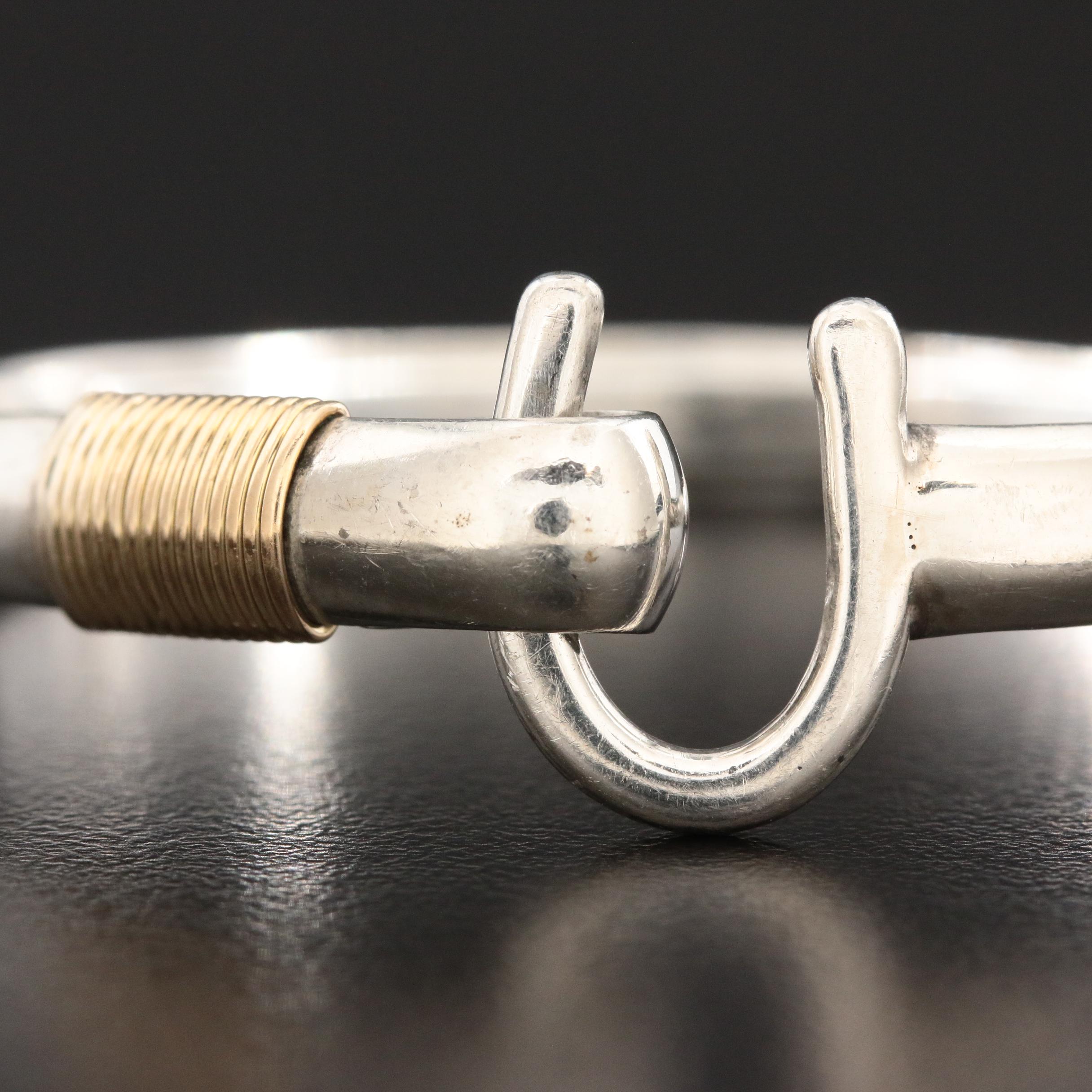 Sonya Sterling Silver Hook Bracelet with 14K Gold Accent