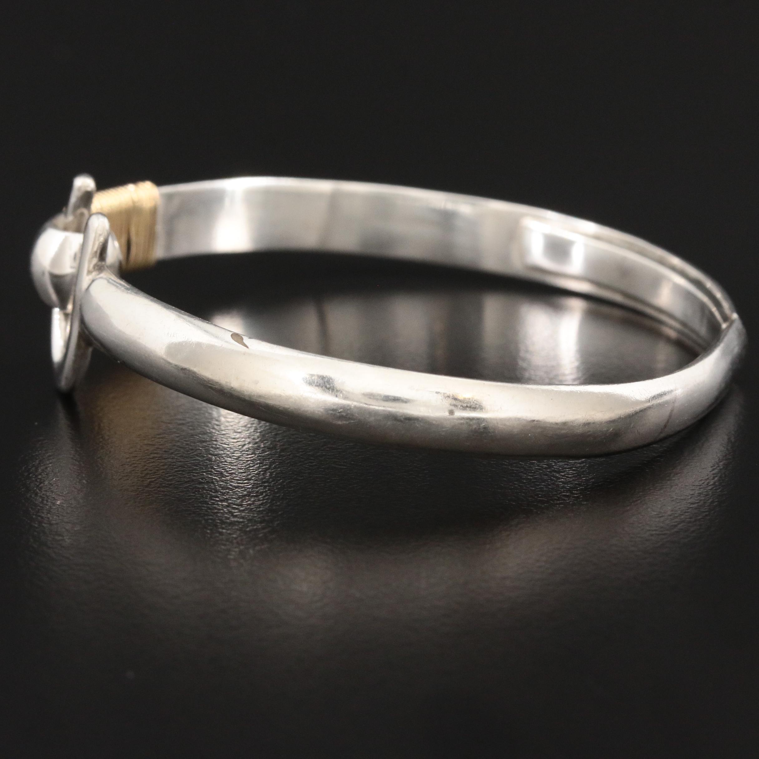 Sonya Sterling Silver Hook Bracelet with 14K Gold Accent
