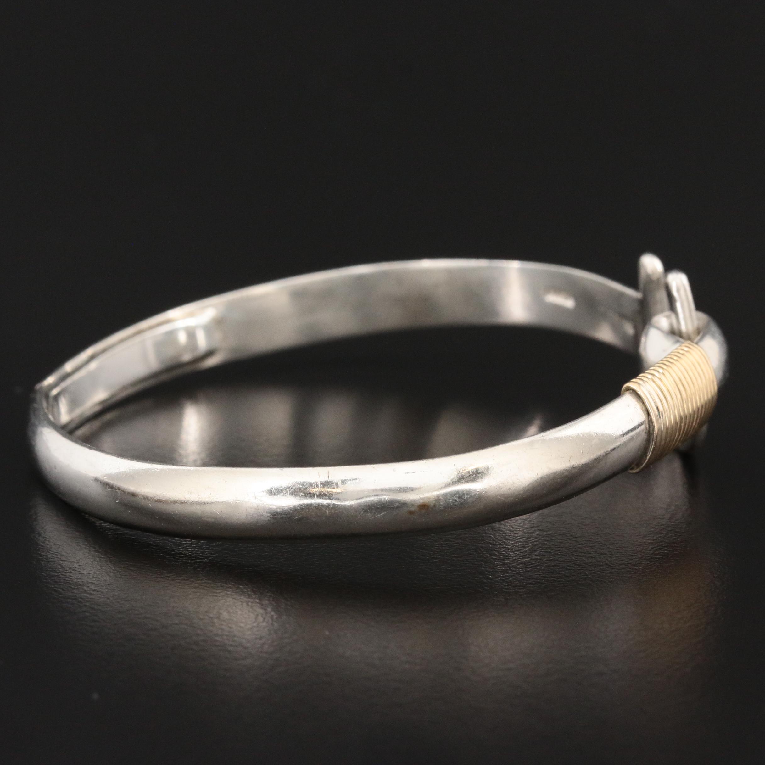Sonya Sterling Silver Hook Bracelet with 14K Gold Accent
