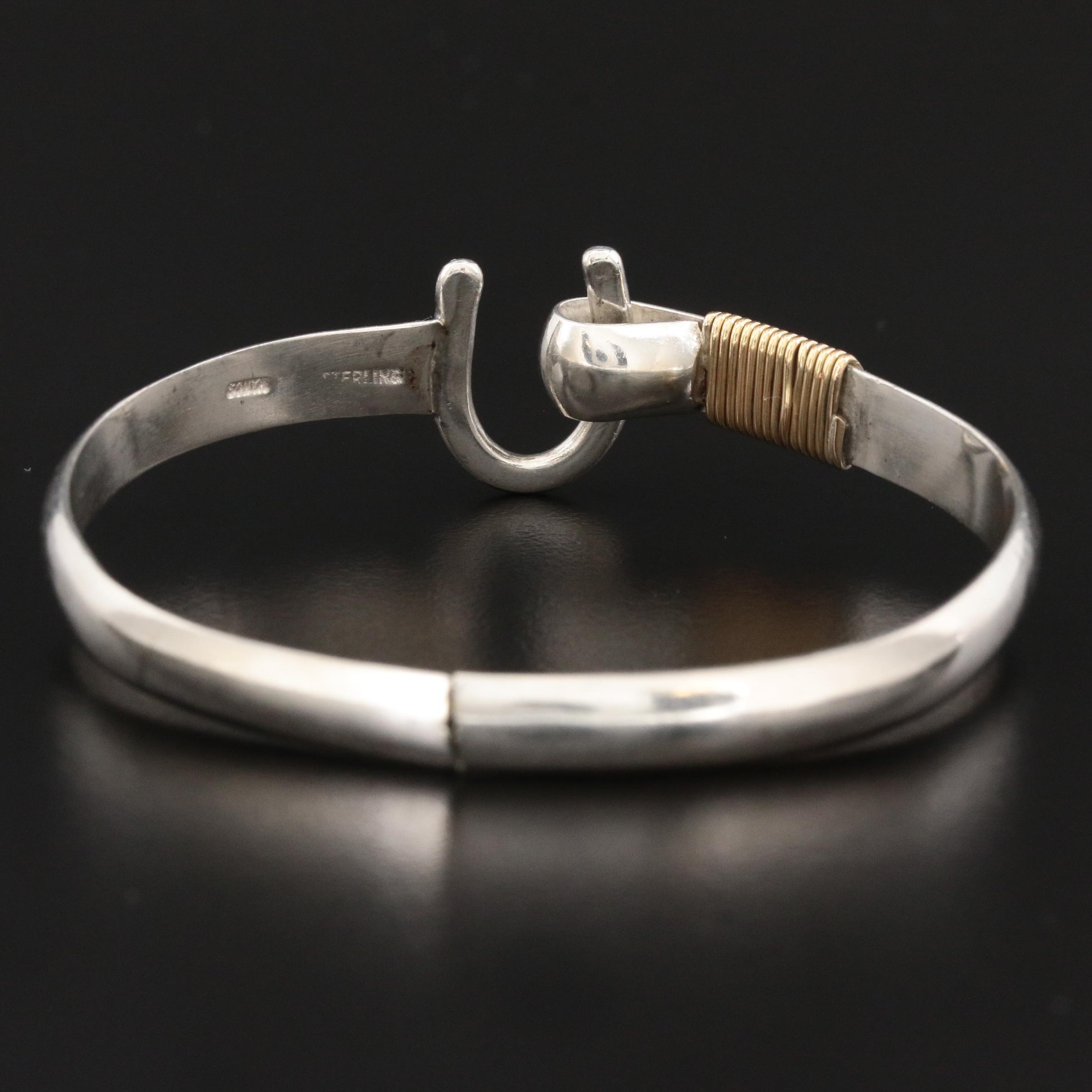 Sonya Sterling Silver Hook Bracelet with 14K Gold Accent
