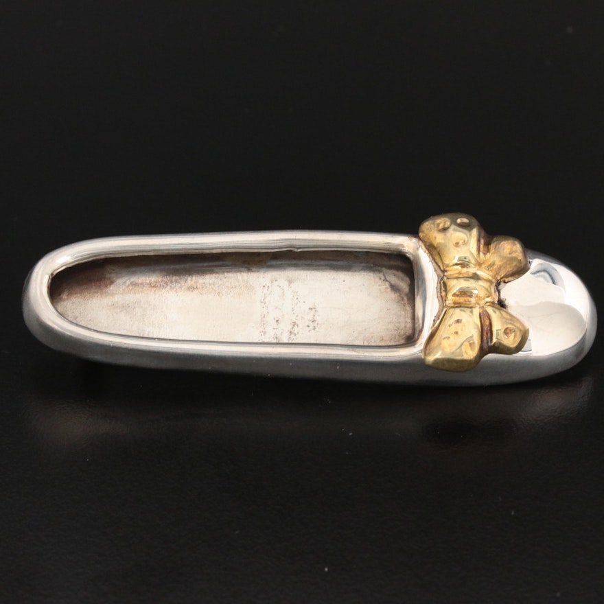 Mexican Sterling Silver Shoe Brooch