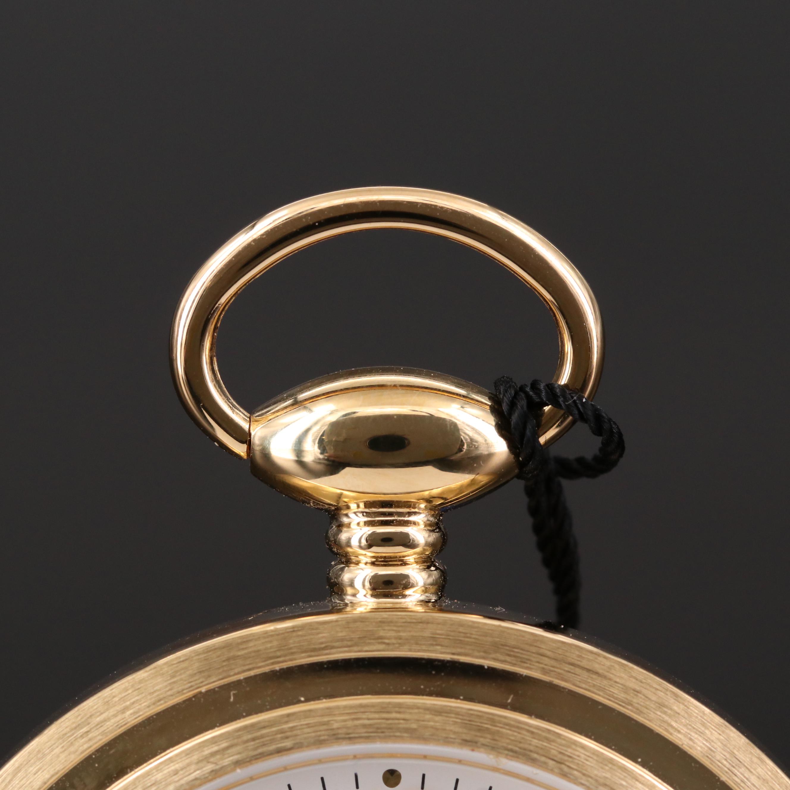 Farrere Gold Tone Pocket Watch with Day and Night Phase Dial and Fob Chain