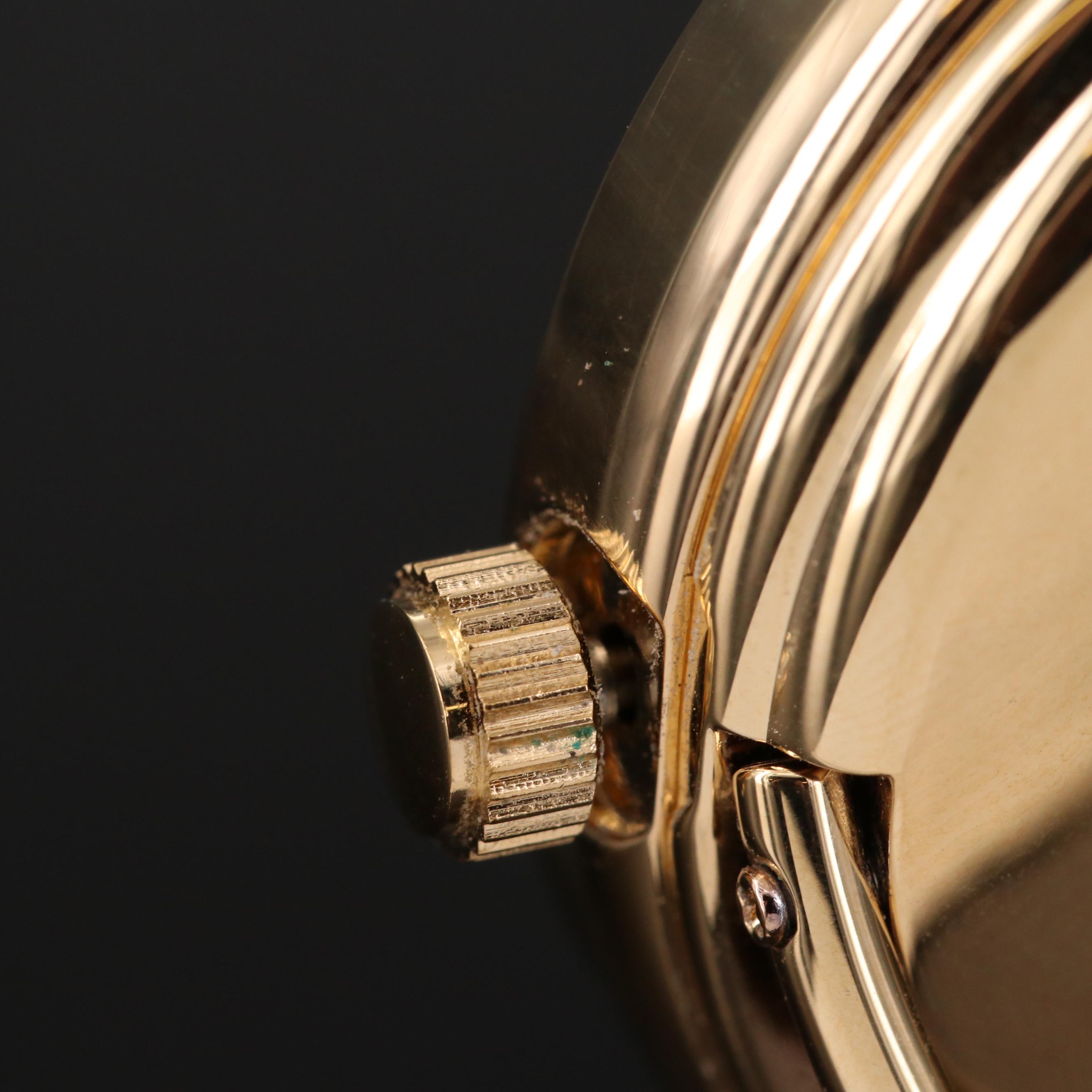 Farrere Gold Tone Pocket Watch with Day and Night Phase Dial and Fob Chain