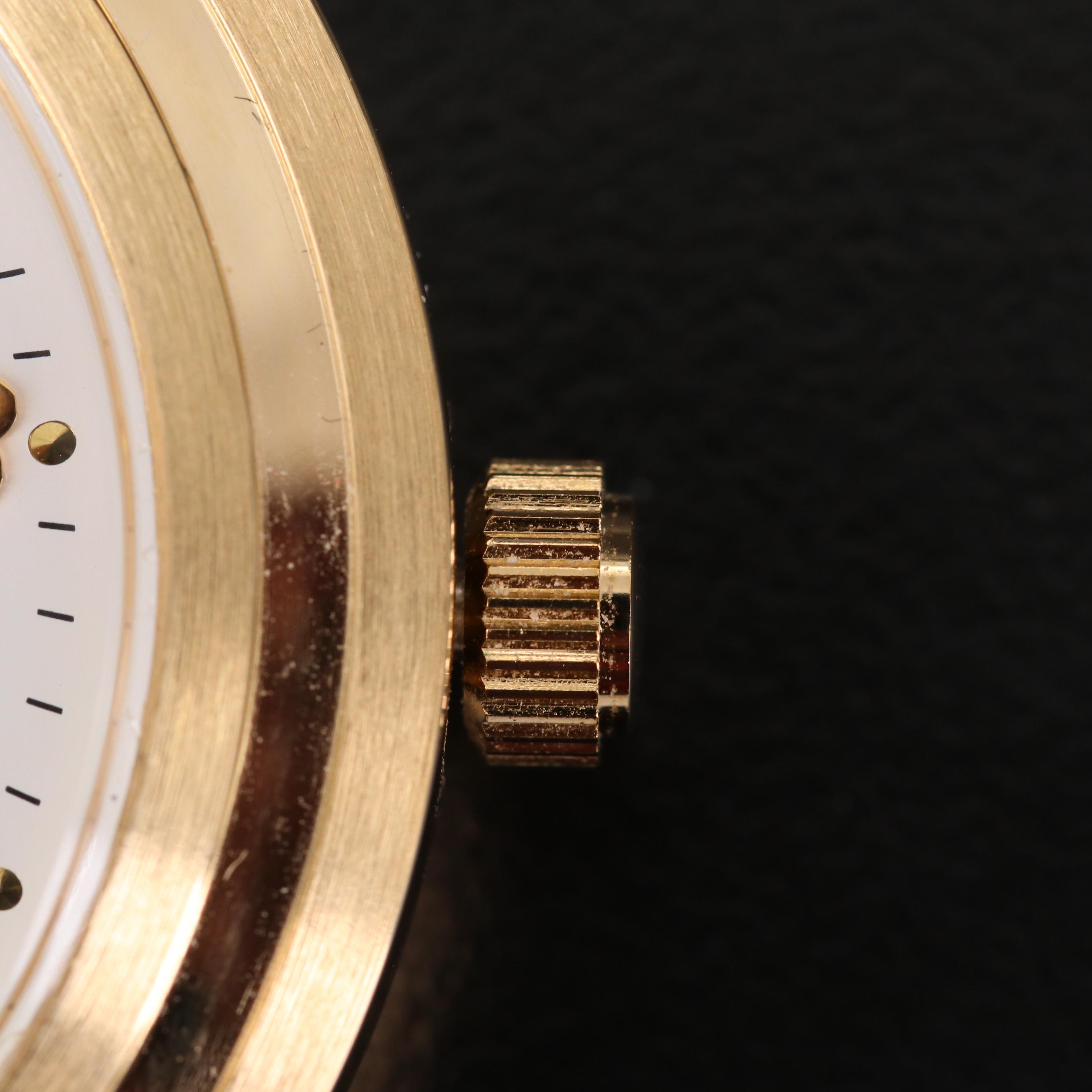 Farrere Gold Tone Pocket Watch with Day and Night Phase Dial and Fob Chain