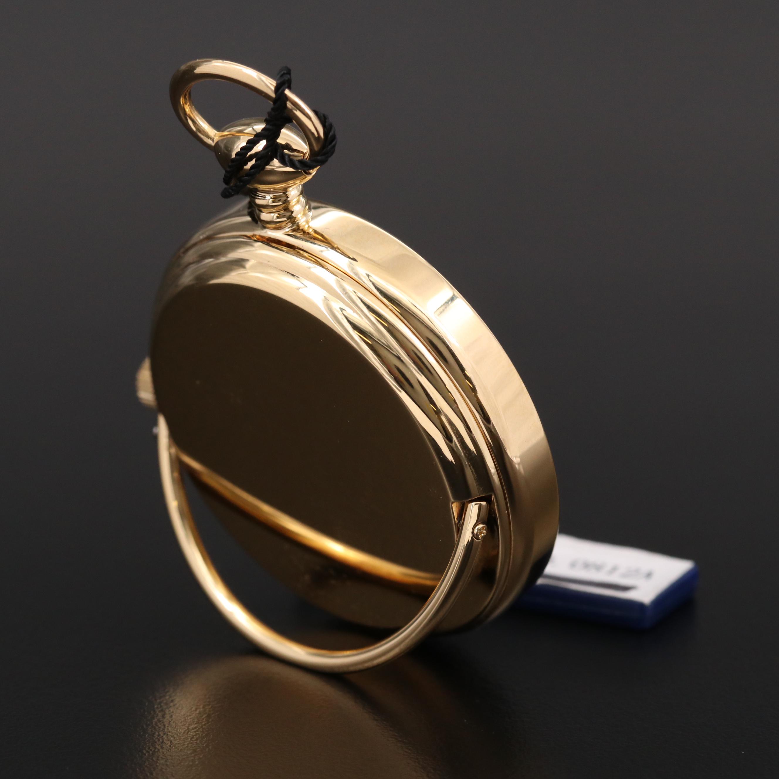 Farrere Gold Tone Pocket Watch with Day and Night Phase Dial and Fob Chain