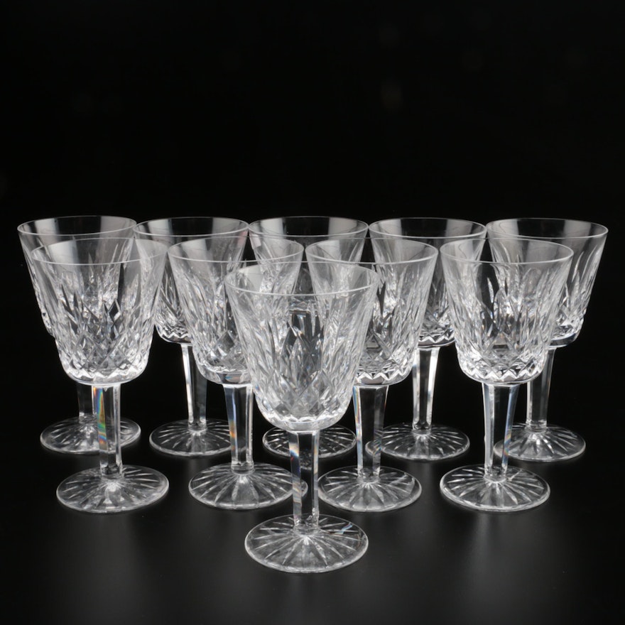 Waterford Crystal "Lismore" Claret Wine Glasses, Mid/Late 20th Century