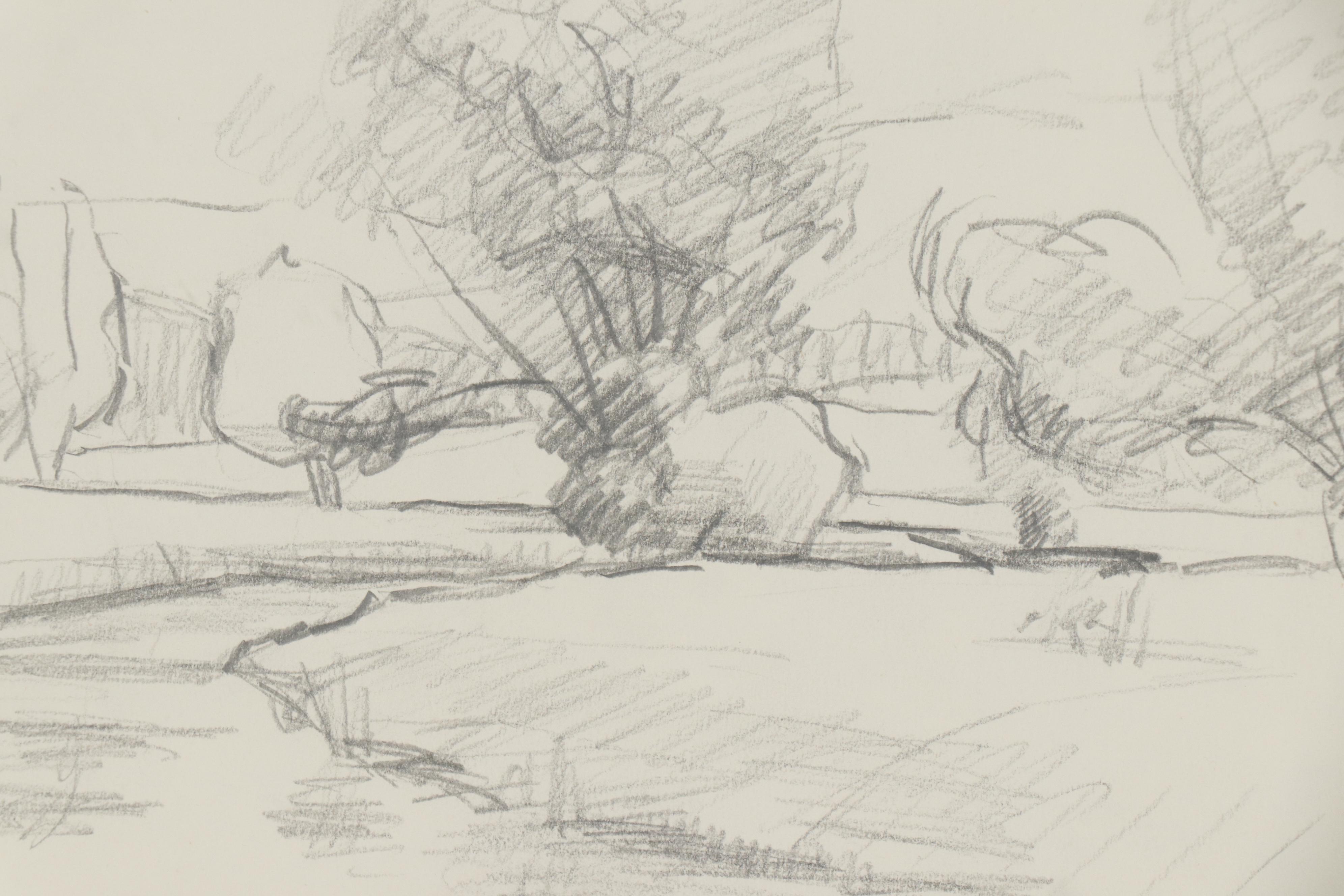 Franklin White Graphite Drawing of Landscape