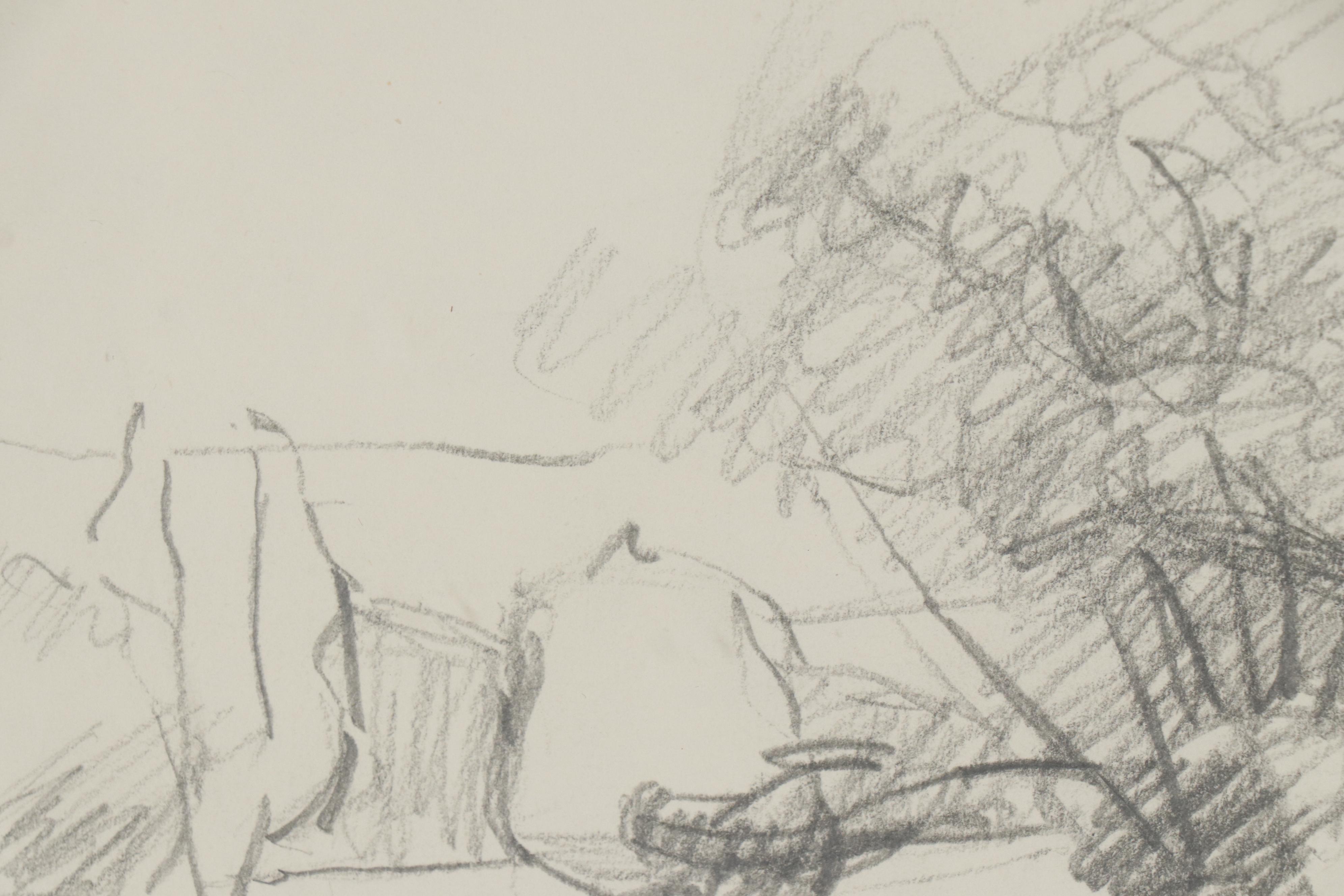 Franklin White Graphite Drawing of Landscape