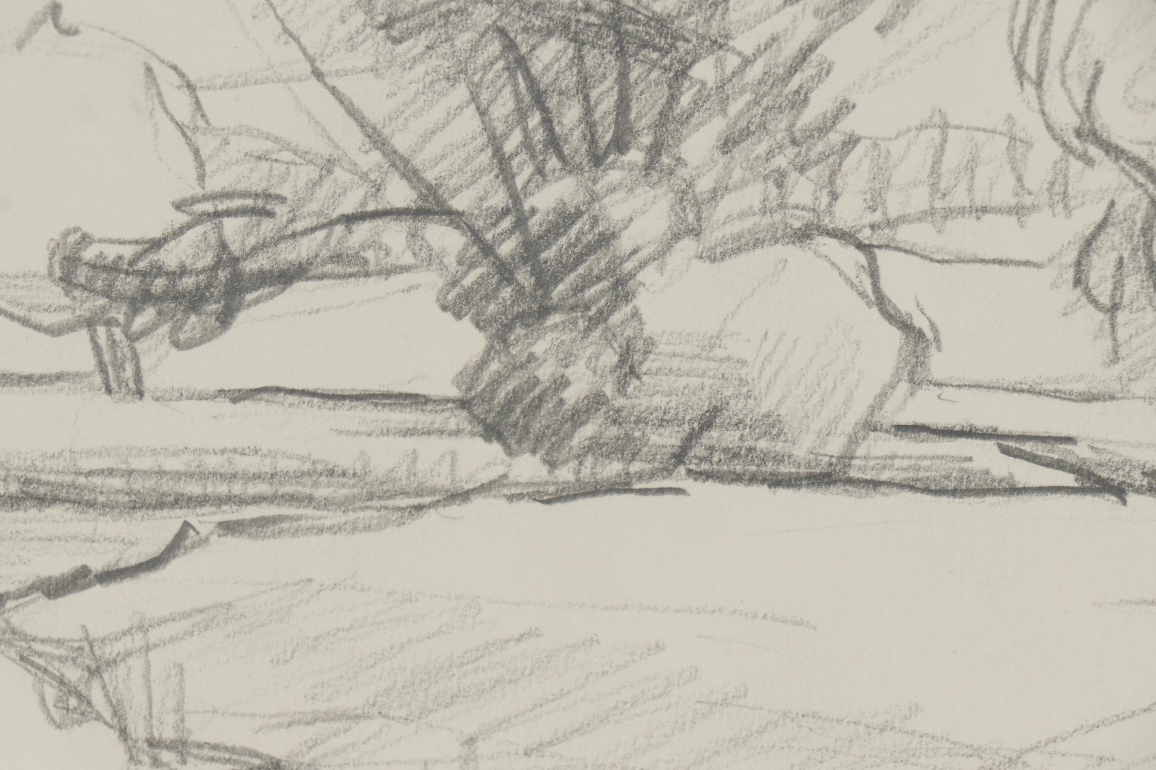 Franklin White Graphite Drawing of Landscape