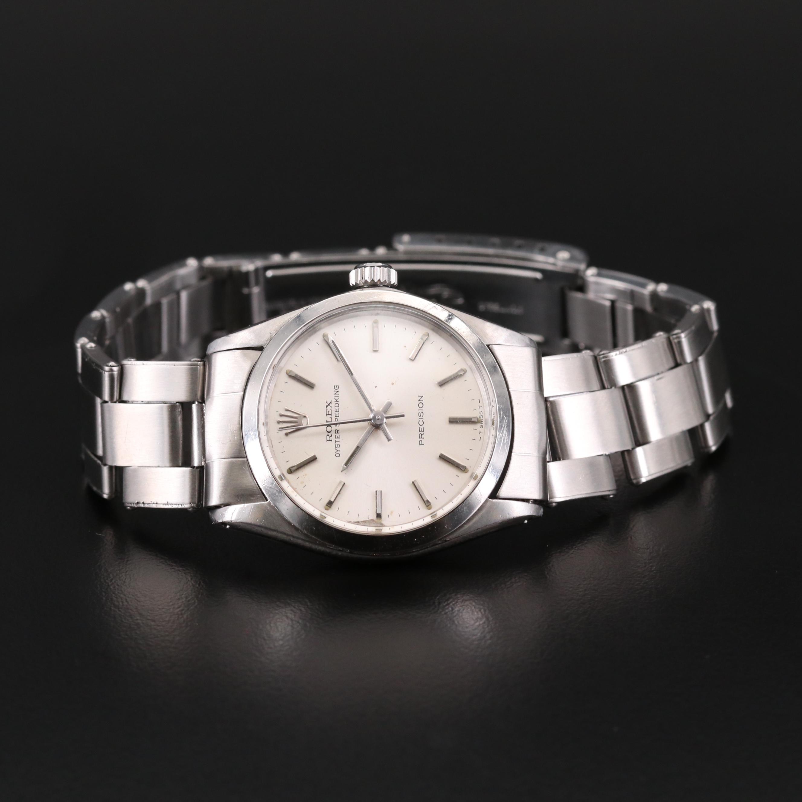 Vintage Rolex Oyster Speed King Stainless Steel Stem Wind Watch, 1966