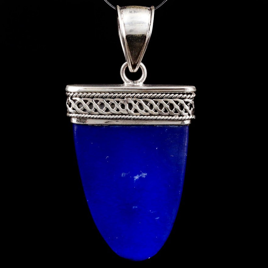 Sterling Silver Imitation Lapis Lazuli Pendant