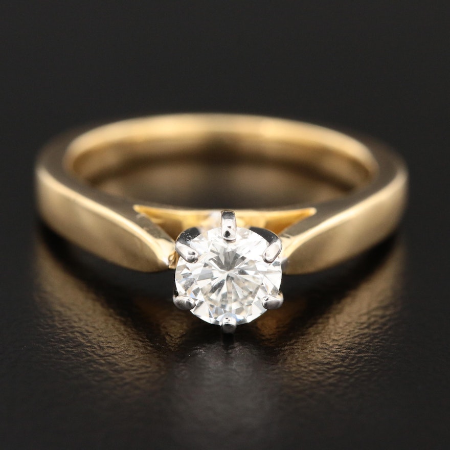 18K Yellow Gold 0.52 CT Diamond Solitaire Ring