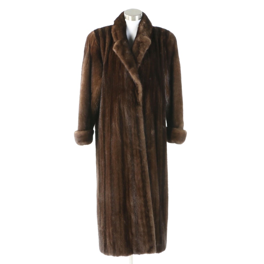 Brown Mink Fur Coat with Notched Collar and Turn Back Cuffs from Neustadter Furs