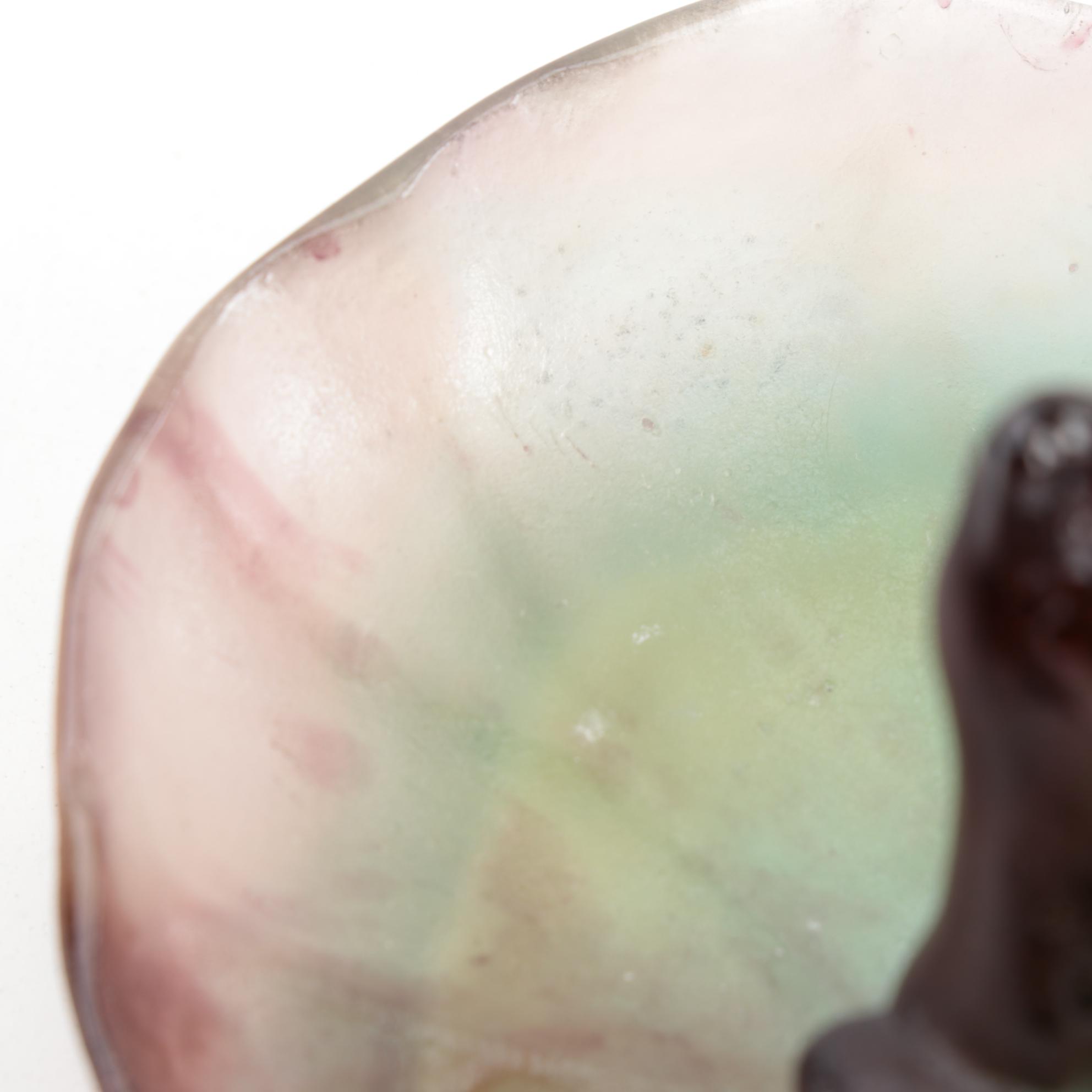 Daum "Frog on Lily Pad" Green Pâte de verre Glass Trinket Dish