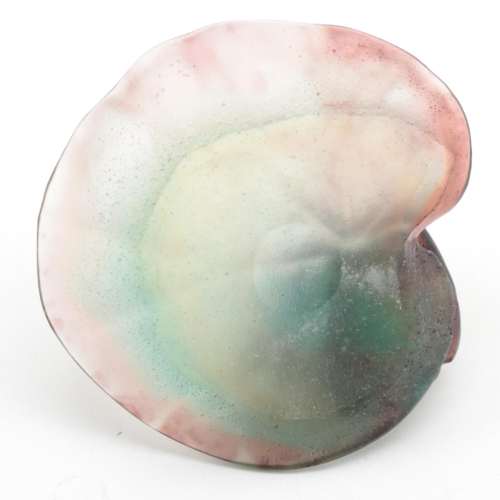 Daum "Frog on Lily Pad" Green Pâte de verre Glass Trinket Dish