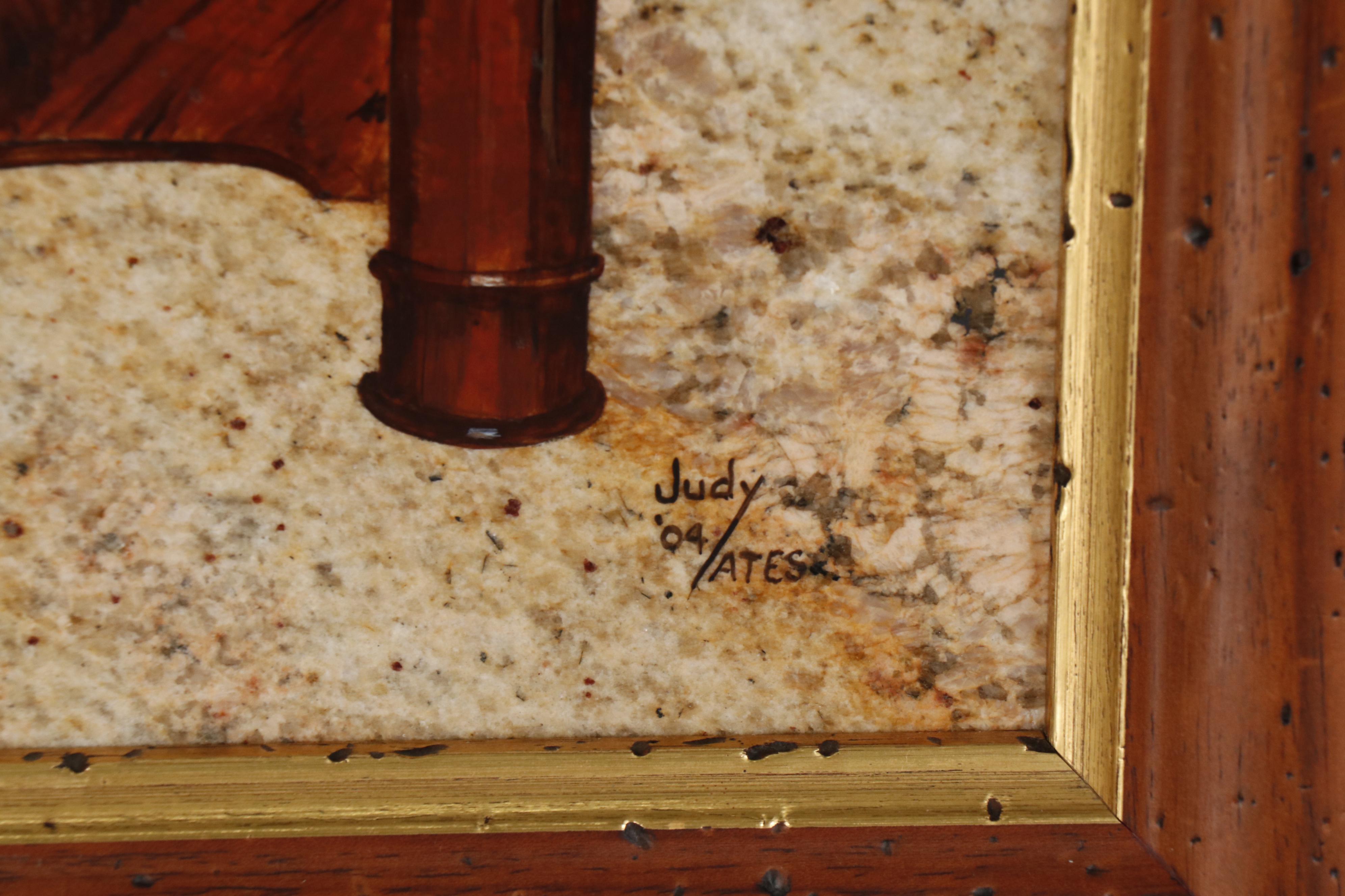 Judy Yates Oil Painting of Bassett Hound on Bed