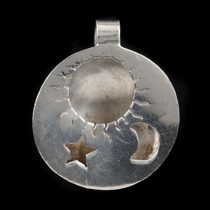 Sterling Silver "Sun Moon Star" Motif Pendant